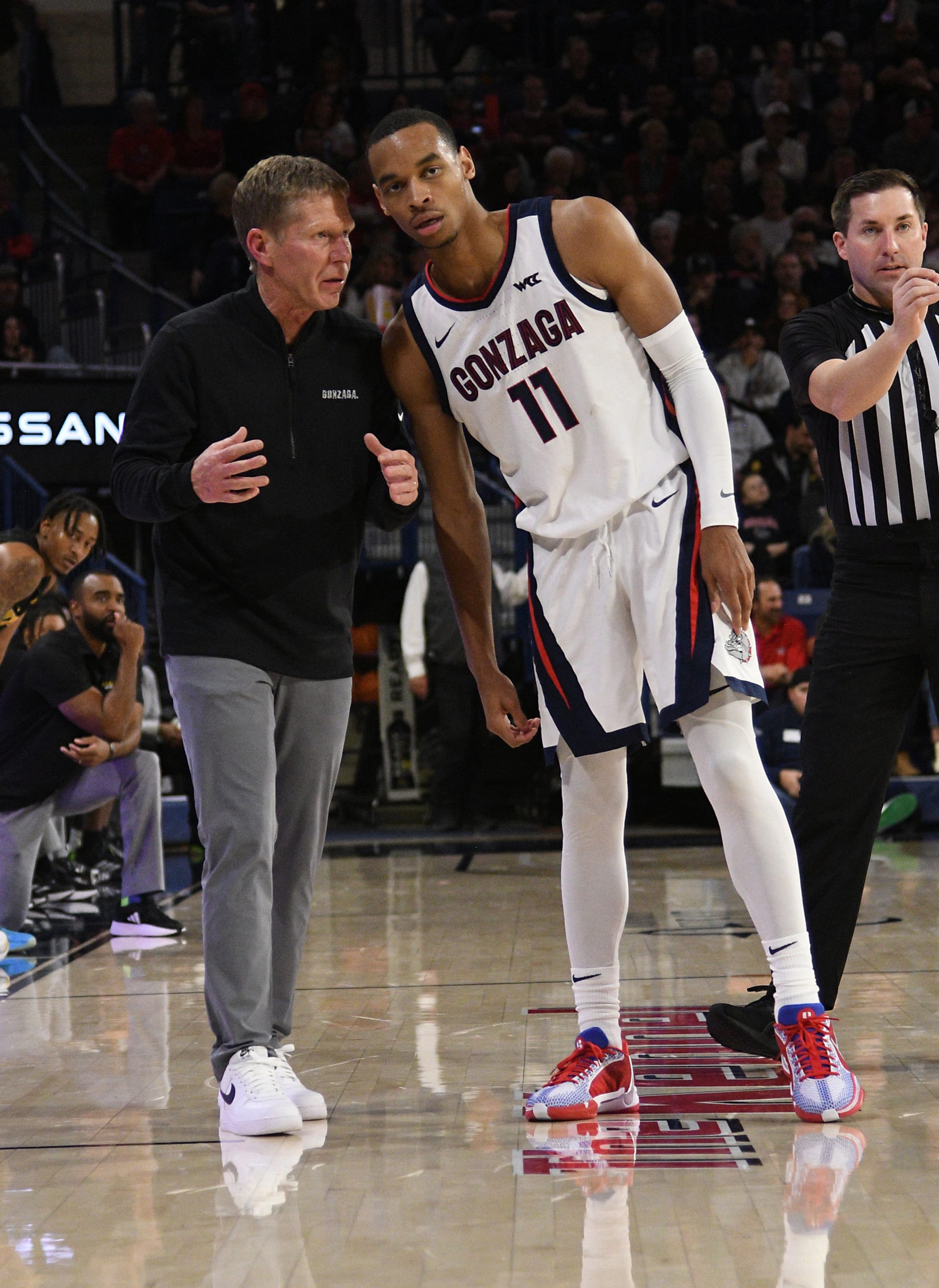 Gonzaga's Mark Few and Nolan Hickman