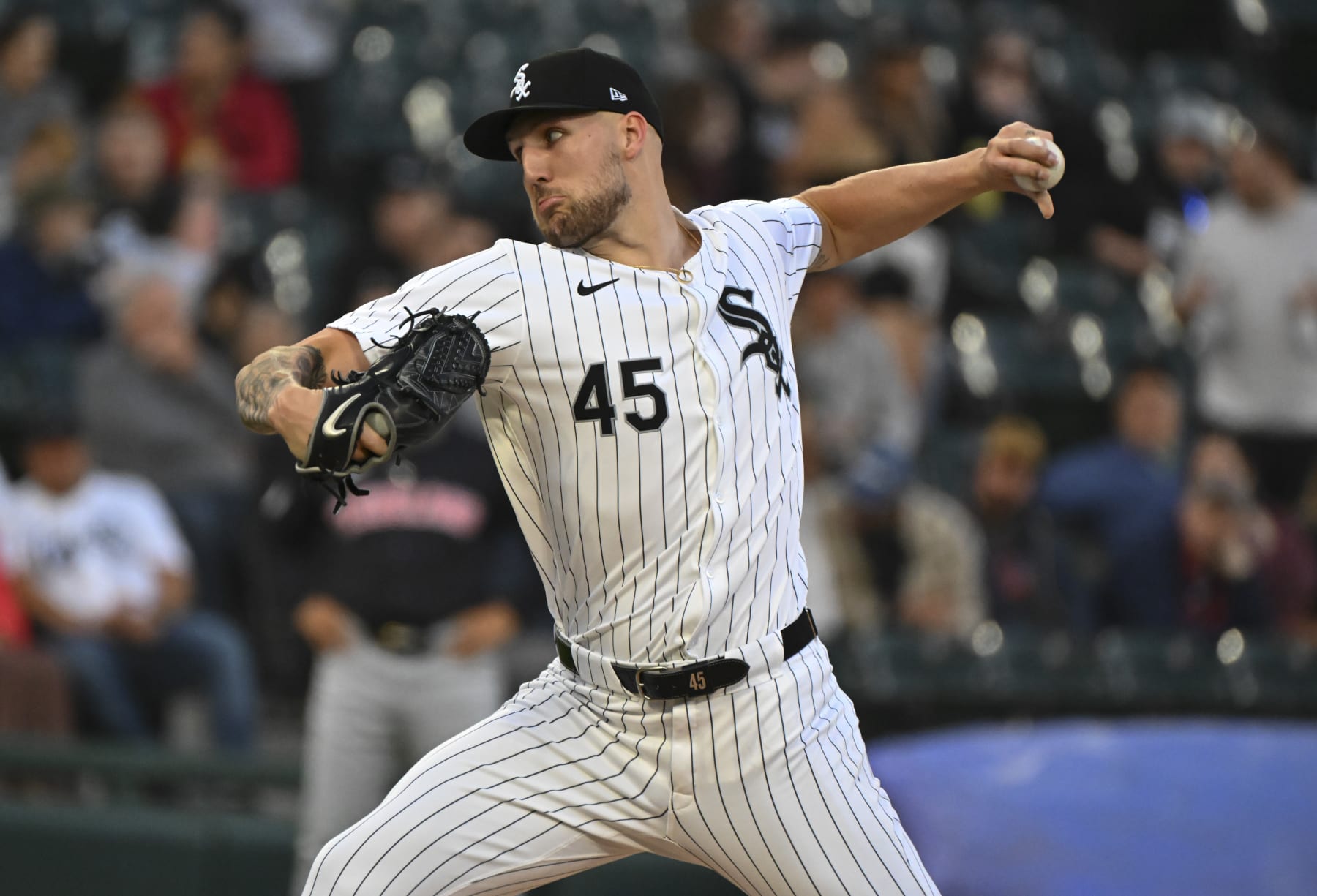 CHICAGO, ILLINOIS - MAY 10: Garrett Crochet #45 of the Chicago White Sox throws a pitch during the fourth inning of a game against the Cleveland Guardians at Guaranteed Rate Field on May 10, 2024 in Chicago, Illinois. (Photo by Nuccio DiNuzzo/Getty Images)