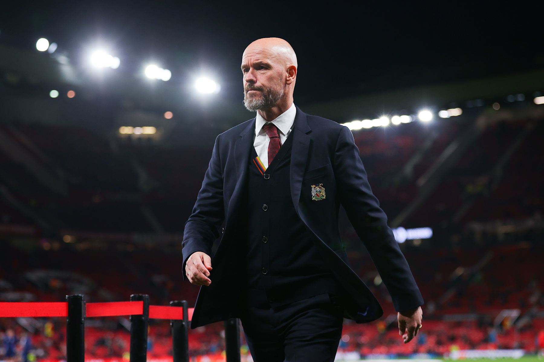 MANCHESTER, ENGLAND - SEPTEMBER 25: Erik ten Hag, manager of Manchester United, looks on during the UEFA Europa League 2024/25 League Phase MD1 match between Manchester United and FC Twente at Old Trafford on September 25, 2024 in Manchester, England. (Photo by James Gill - Danehouse/Getty Images)