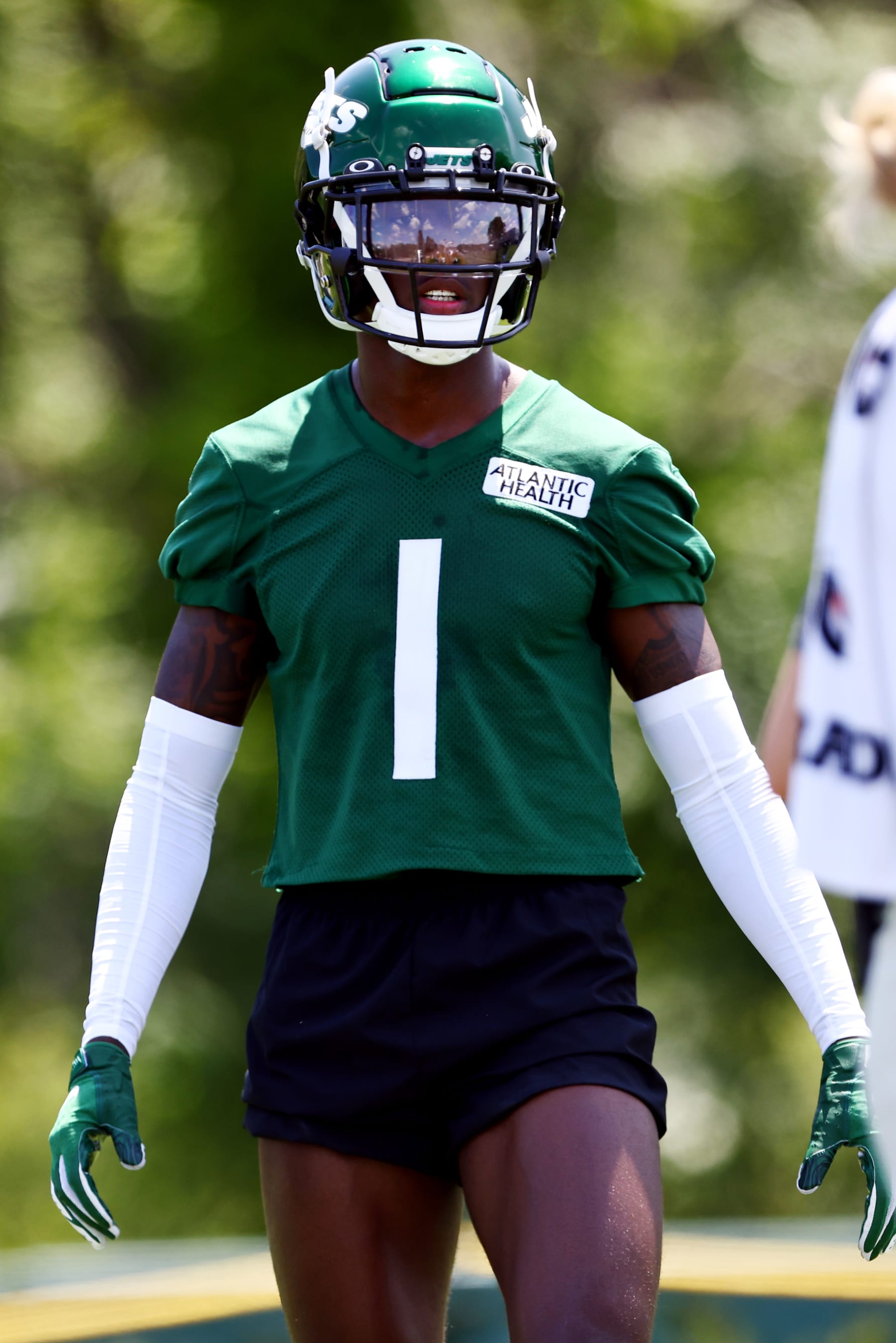 FLORHAM PARK, NJ - JUNE 15: Cornerback Sauce Gardner #1 of the New York Jets during New York Jets mandatory minicamp at Atlantic Health Jets Training Center on June 15, 2022 in Florham Park, New Jersey. (Photo by Rich Schultz/Getty Images)