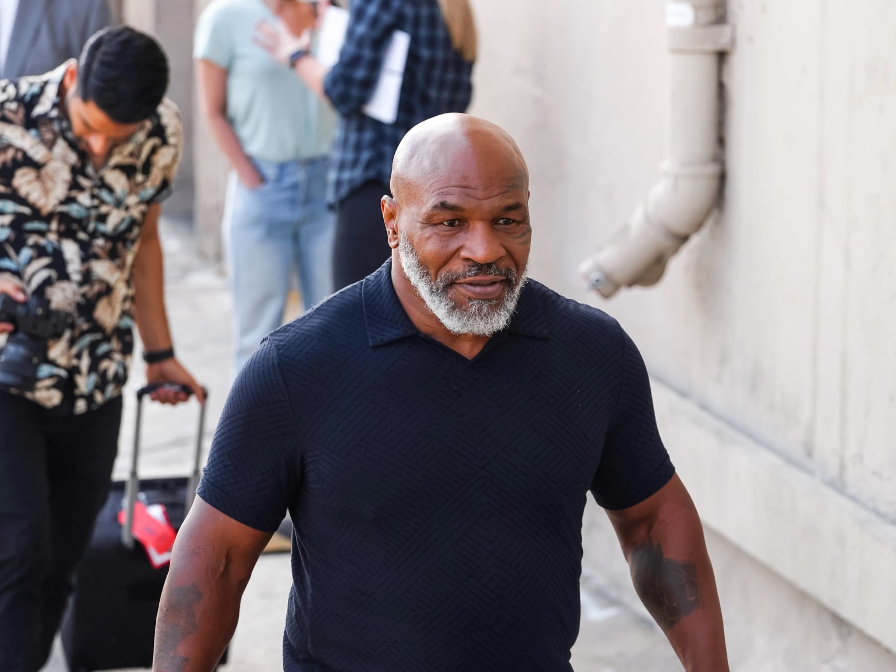 LOS ANGELES, CA - JUNE 16: Mike Tyson is seen arriving at 'Jimmy Kimmel Live' Show on June 16, 2022 in Los Angeles, California.  (Photo by JOCE/Bauer-Griffin/GC Images)