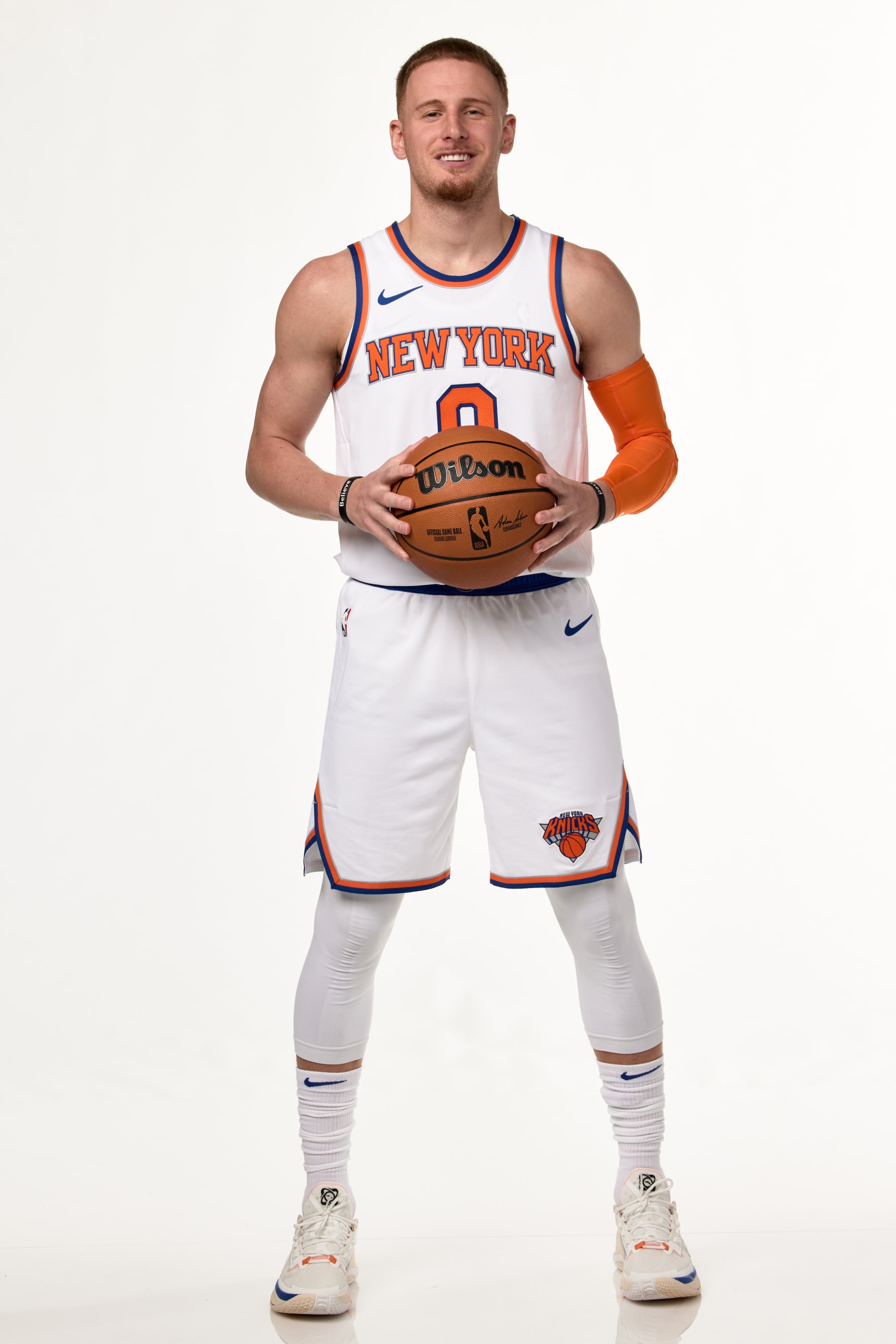 TARRYTOWN, NEW YORK - OCTOBER 02: Donte DiVincenzo #0 of the New York Knicks poses for a portrait during 2023-24 NBA Media Day on October 2, 2023 in Tarrytown, New York. NOTE TO USER: User expressly acknowledges and agrees that, by downloading and/or using this photograph, user is consenting to the terms and conditions of the Getty Images License Agreement.  Mandatory Copyright Notice: Copyright 2023 NBAE (Photo by Steven Freeman/NBAE via Getty Images)