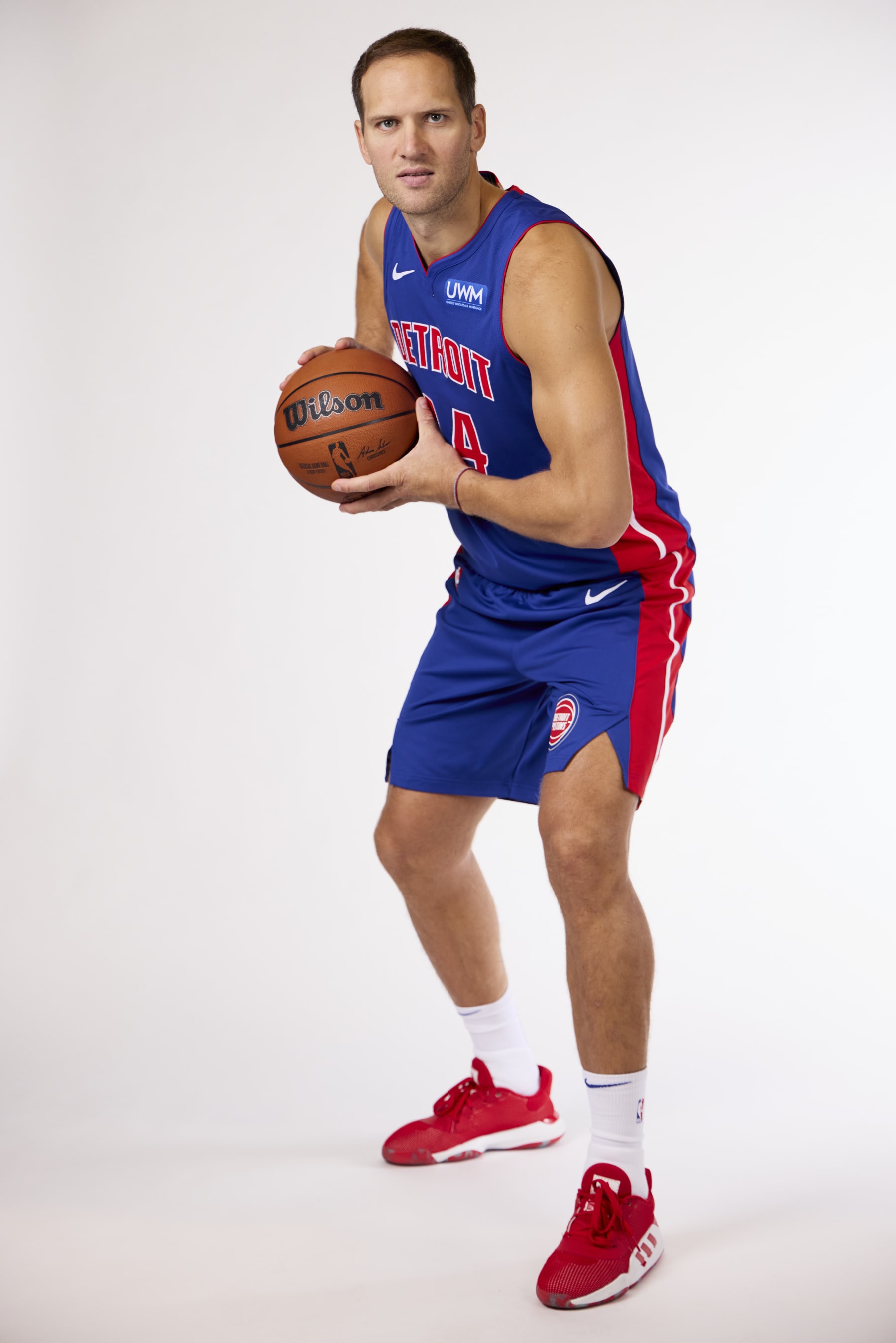 DETROIT, MICHIGAN - OCTOBER 02: Bojan Bogdanovic #44 of the Detroit Pistons poses for a portrait during Pistons Media Day at Little Caesars Arena on October 02, 2023 in Detroit, Michigan. NOTE TO USER: User expressly acknowledges and agrees that, by downloading and/or using this photograph, user is consenting to the terms and conditions of the Getty Images License Agreement. (Photo by Rick Osentoski/Getty Images)