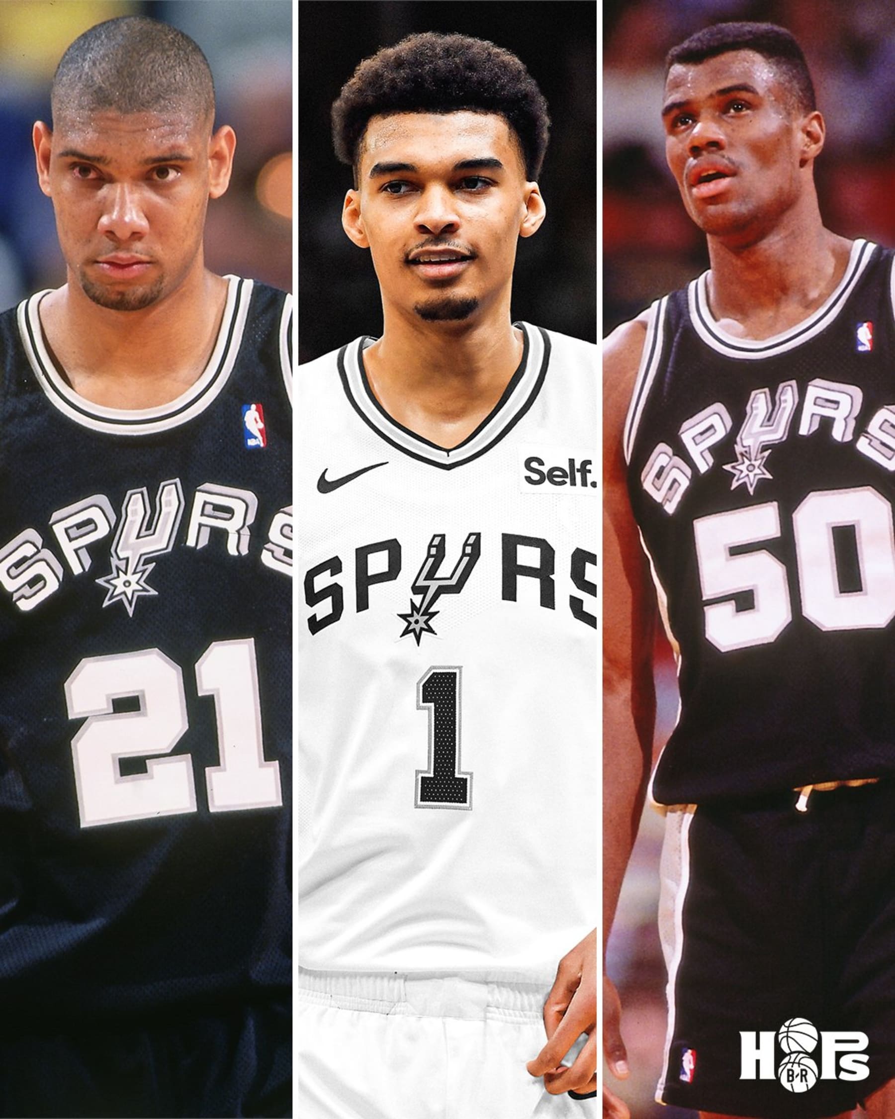 Tim Duncan, Victor Wembanyama and David Robinson