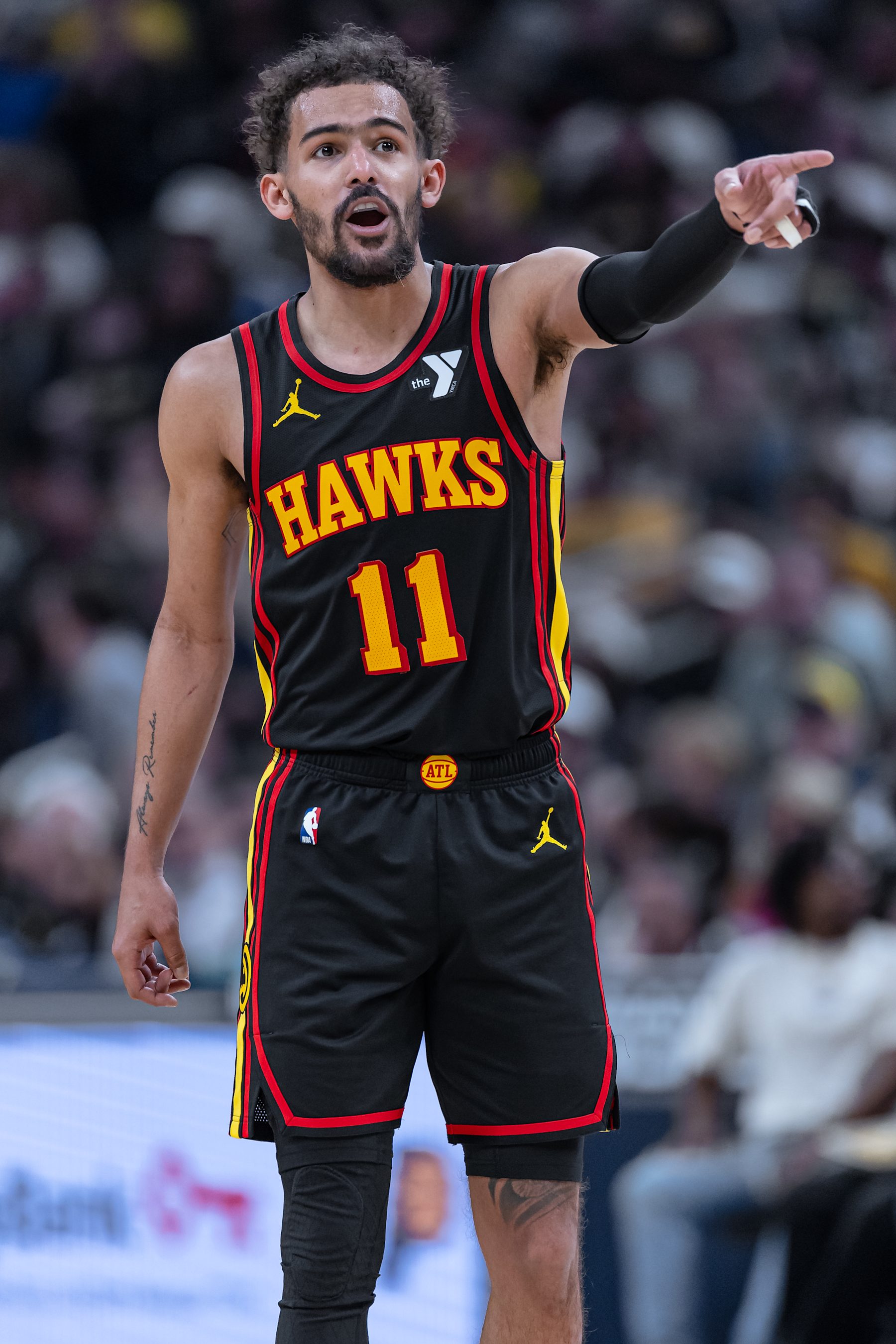 INDIANAPOLIS, INDIANA - APRIL 14: Trae Young #11 of the Atlanta Hawks is seen during the game against the Indiana Pacers at Gainbridge Fieldhouse on April 14, 2024 in Indianapolis, Indiana. NOTE TO USER: User expressly acknowledges and agrees that, by downloading and or using this photograph, User is consenting to the terms and conditions of the Getty Images License Agreement. (Photo by Michael Hickey/Getty Images)