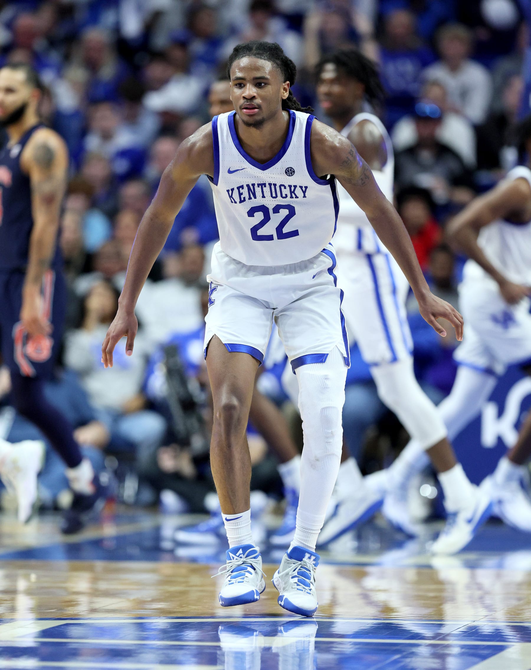 LEXINGTON, KENTUCKY - FEBRUARY 25: Cason Wallace #22 of the Kentucky Wildcats against the Auburn Tigers at Rupp Arena on February 25, 2023 in Lexington, Kentucky. (Photo by Andy Lyons/Getty Images)