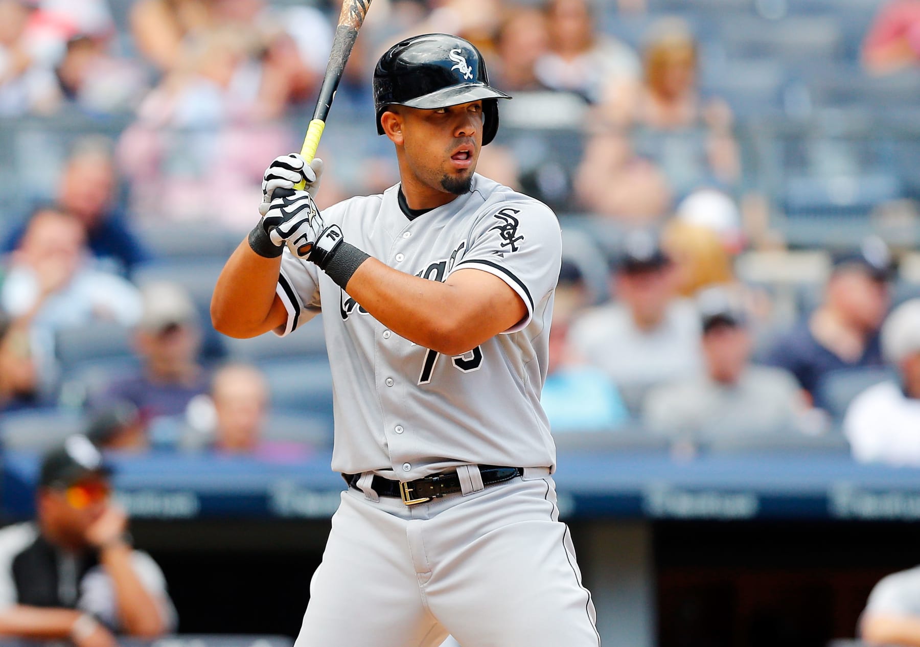 NEW YORK, NY - AUGUST 24:  Jose Abreu #79 of the Chicago White Sox in action against the New York Yankees at Yankee Stadium on August 24, 2014 in the Bronx borough of New York City. The Yankees defeated the White Sox 7-4 in ten innings.  (Photo by Jim McIsaac/Getty Images) 