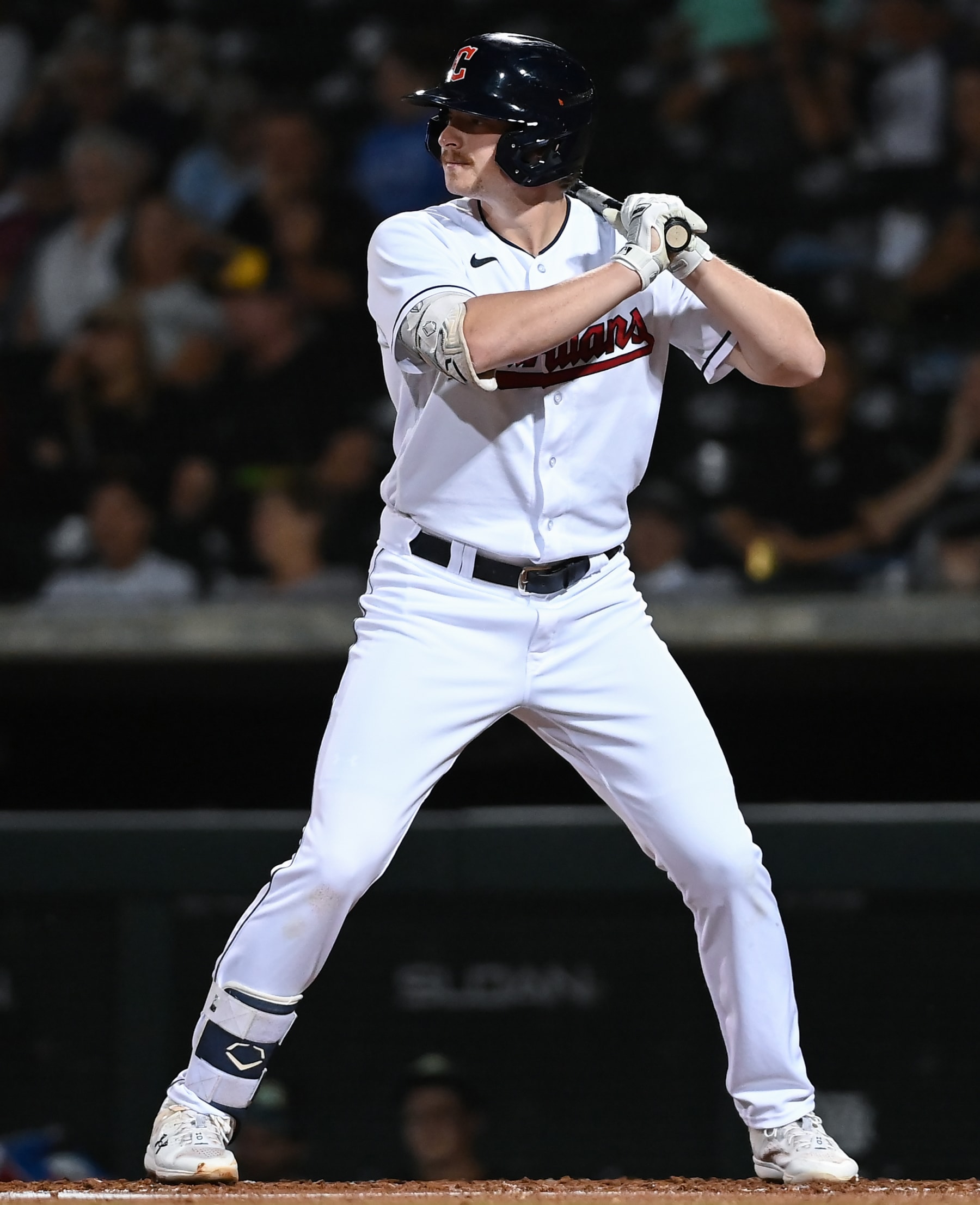 MESA, AZ - NOVEMBER 05: Kyle Manzardo #9 of the Peoria Javelinas bats during the 2023 Fall Stars game between the American League Fall Stars and the National League Fall Stars at Sloan Park on Sunday, November 5, 2023 in Mesa, Arizona. (Photo by Norm Hall/MLB Photos via Getty Images)