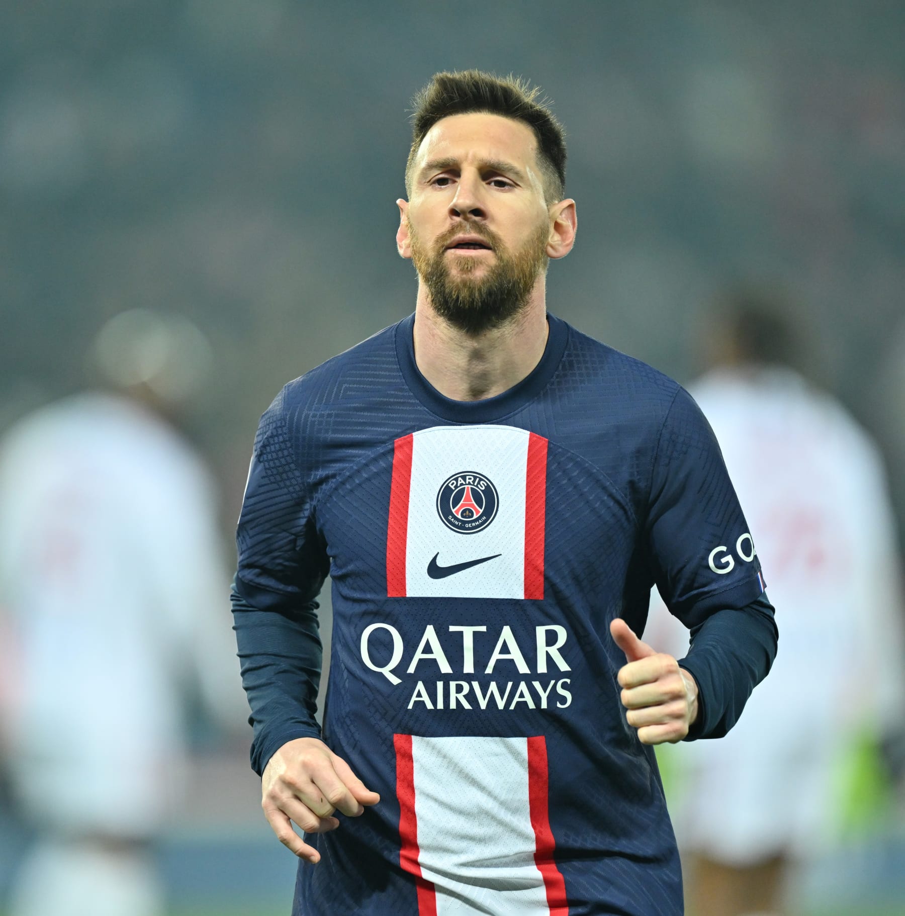 PARIS, FRANCE - APRIL 02: Lionel Messi of Paris Saint - Germain in action during the French Ligue 1 (L1) soccer match between Paris Saint-Germain (PSG) and Olympique Lyonnais (OL) at Parc des Princes stadium in Paris, France on April 02, 2023. (Photo by Mustafa Yalcin/Anadolu Agency via Getty Images)