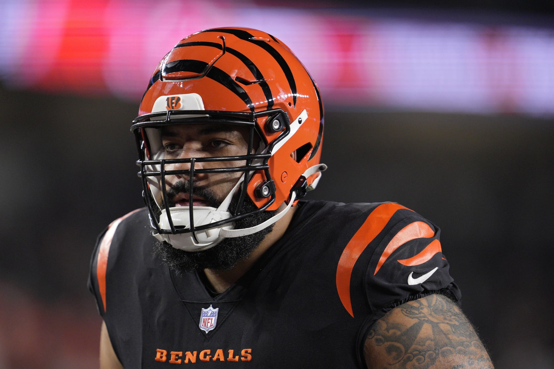 CINCINNATI, OHIO - NOVEMBER 05: Cody Ford #61 of the Cincinnati Bengals warms up prior to a NFL football game against the Buffalo Bills at Paycor Stadium on November 05, 2023 in Cincinnati, Ohio. (Photo by Jeff Dean/Getty Images) CINCINNATI, OHIO - NOVEMBER 05: Cody Ford #61 of the Cincinnati Bengals warms up prior to a NFL football game against the Buffalo Bills at Paycor Stadium on November 05, 2023 in Cincinnati, Ohio. (Photo by Jeff Dean/Getty Images)