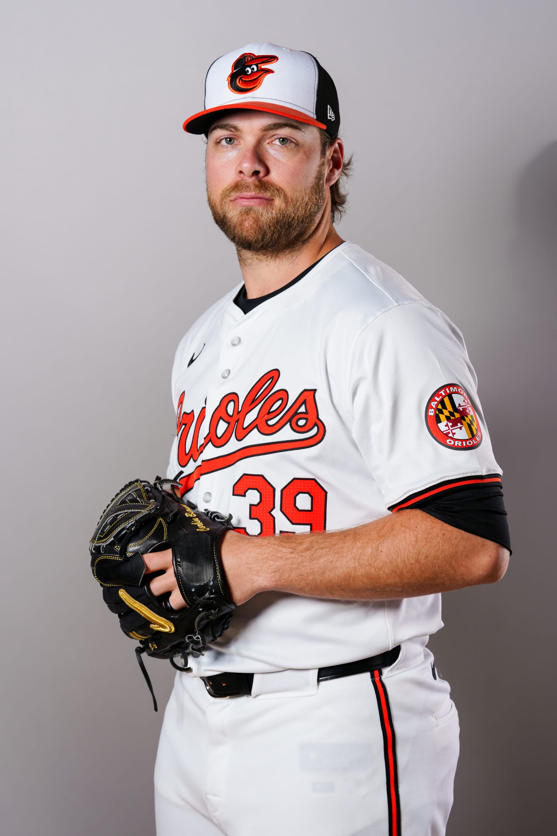 SARASOTA, FL - FEBRUARY 21: Corbin Burnes #39 of the Baltimore Orioles poses for a photo during the Baltimore Orioles Photo Day at Ed Smith Stadium on Wednesday, February 21, 2024 in Sarasota, Florida. (Photo by Daniel Shirey/MLB Photos via Getty Images)