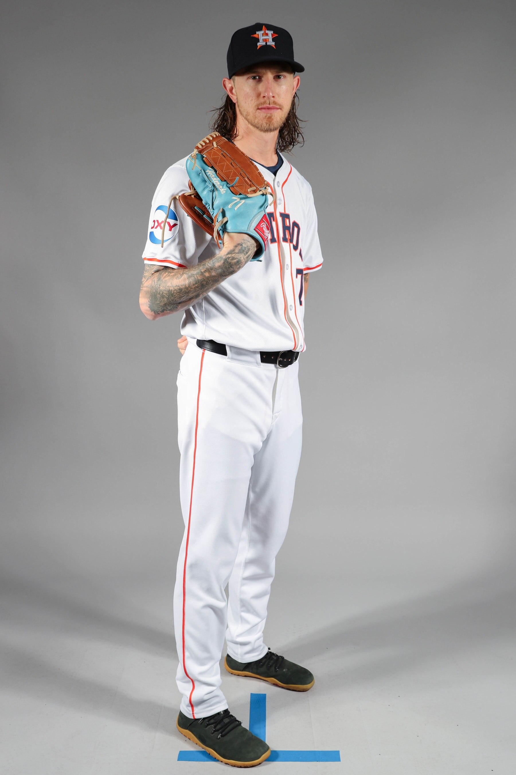 WEST PALM BEACH, FL - FEBRUARY 21: Josh Hader #71 of the Houston Astros poses for a photo during the Houston Astros Photo Day at Cacti Park at the Palm Beaches on Wednesday, February 21, 2024 in West Palm Beach, Florida. (Photo by Jared Blais/MLB Photos via Getty Images)