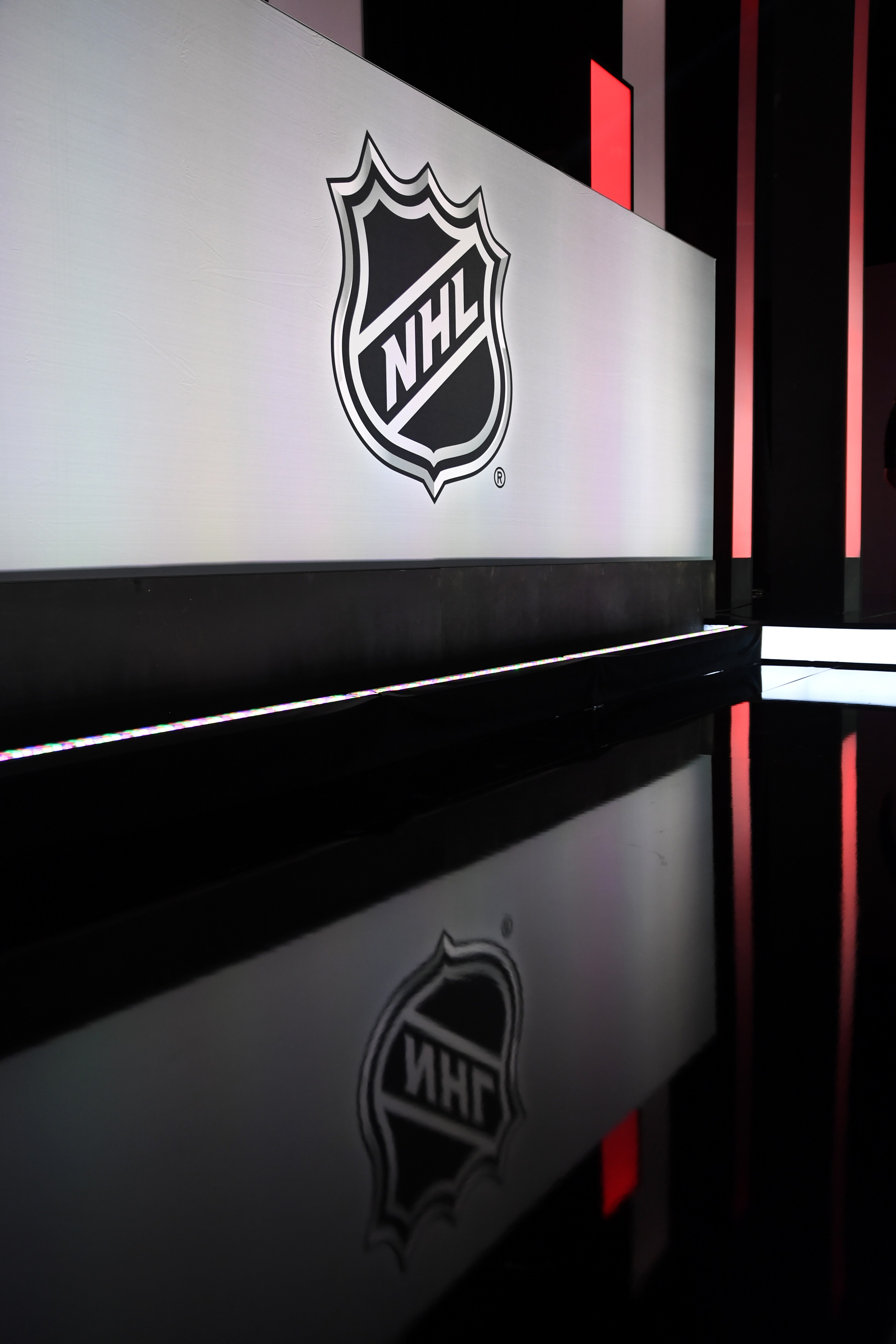 CHICAGO, IL - JUNE 23: A general view of the NHL logo reflecting off the floor prior to the first round of the 2017 NHL Draft on June 23, 2017, at the United Center, in Chicago, IL. (Photo by Patrick Gorski/Icon Sportswire via Getty Images)