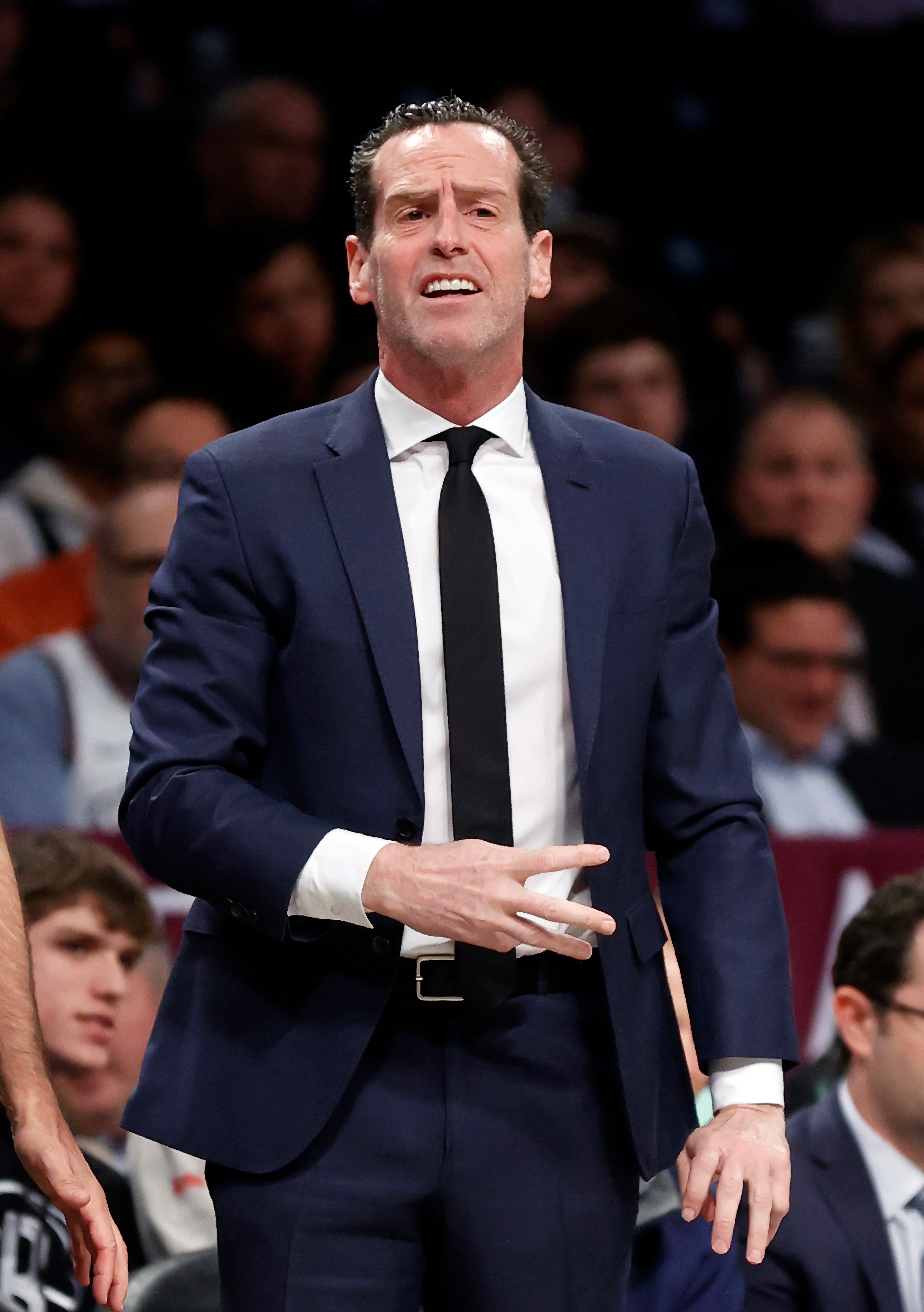 NEW YORK, NY - MARCH 04:  Head coach Kenny Atkinson of the Brooklyn Nets reacts during an NBA basketball game against the Memphis Grizzlies March 4, 2020 at Barclays Center in the Brooklyn borough of New York City. Grizzlies won 118-79. NOTE TO USER: User expressly acknowledges and agrees that, by downloading and/or using this Photograph, user is consenting to the terms and conditions of the Getty License agreement. Mandatory Copyright Notice (Photo by Paul Bereswill/Getty Images)