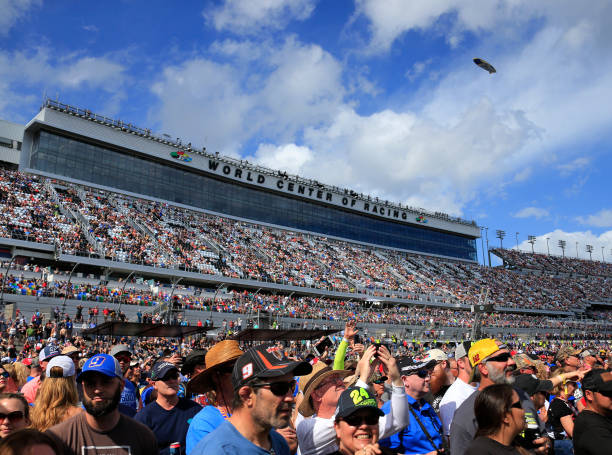 DAYTONA, FL - FEBRUARY 16: Fans enjoy the sun prior to the running of the 62nd annual Daytona 500 on February 16, 2020 at Daytona International Speedway in Daytona Beach, Florida (Photo by Jeff Robinson/Icon Sportswire via Getty Images)