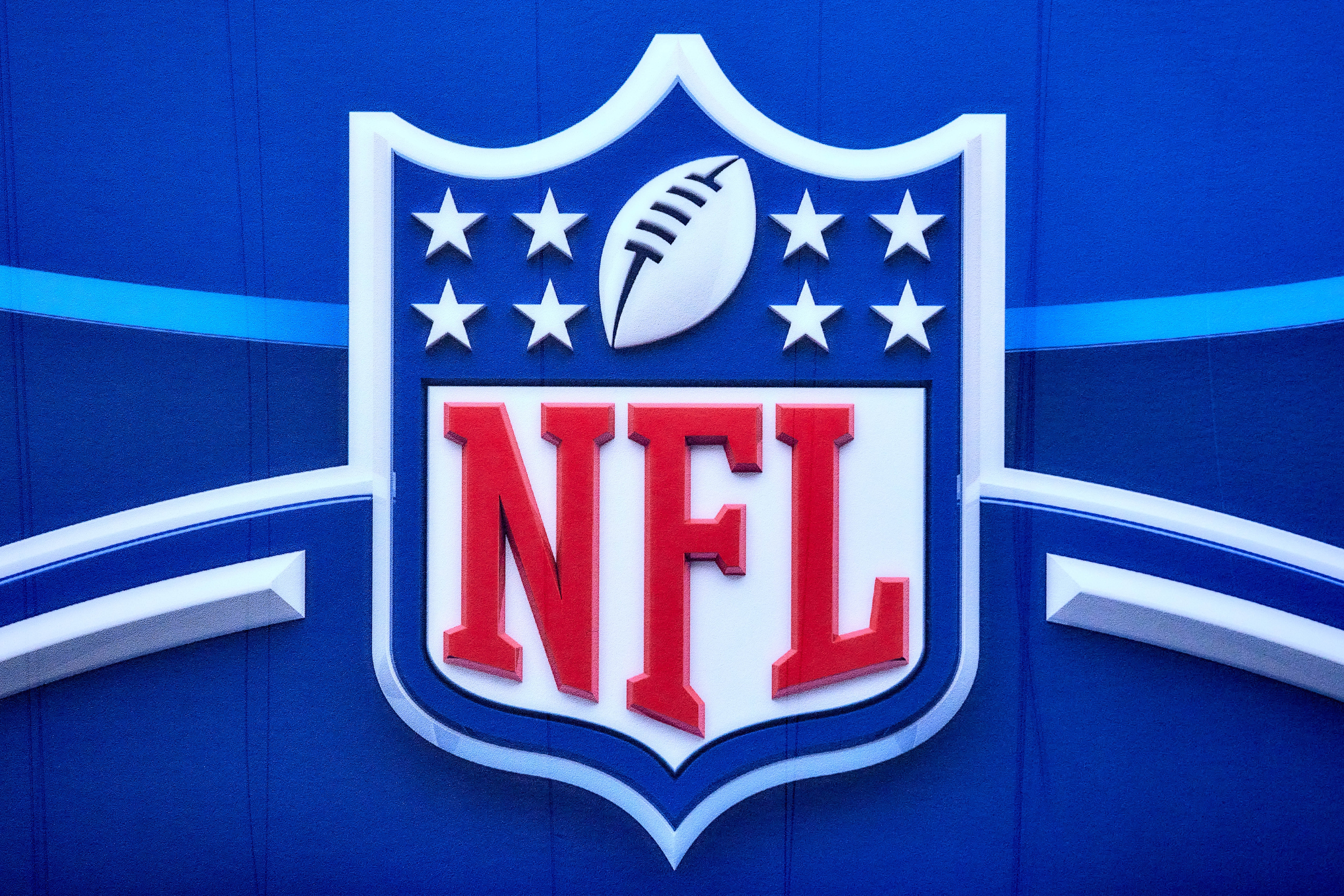 INDIANAPOLIS, IN - MARCH 02: A detail view of a NFL Crest logo is seen during the NFL Scouting Combine on March 2, 2022, at the Indiana Convention Center in Indianapolis, IN. (Photo by Robin Alam/Icon Sportswire via Getty Images)
