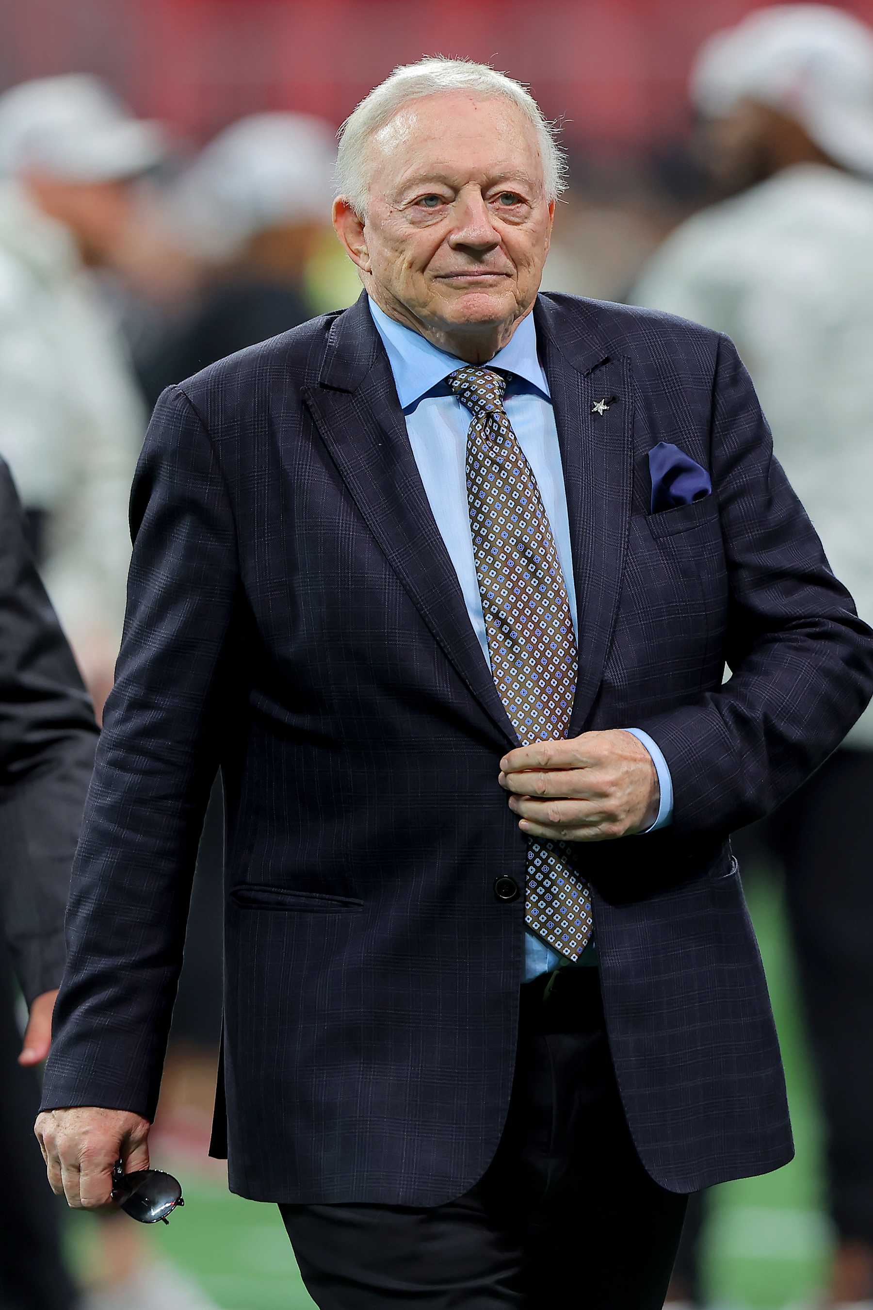 ATLANTA, GA - NOVEMBER 03: Dallas team owner Jerry Jones before the Sunday afternoon NFL game between the Atlanta Falcons and the Dallas Cowboys on November 3, 2024 at the Mercedes-Benz Stadium in Atlanta, Georgia.   (Photo by David J. Griffin/Icon Sportswire via Getty Images)