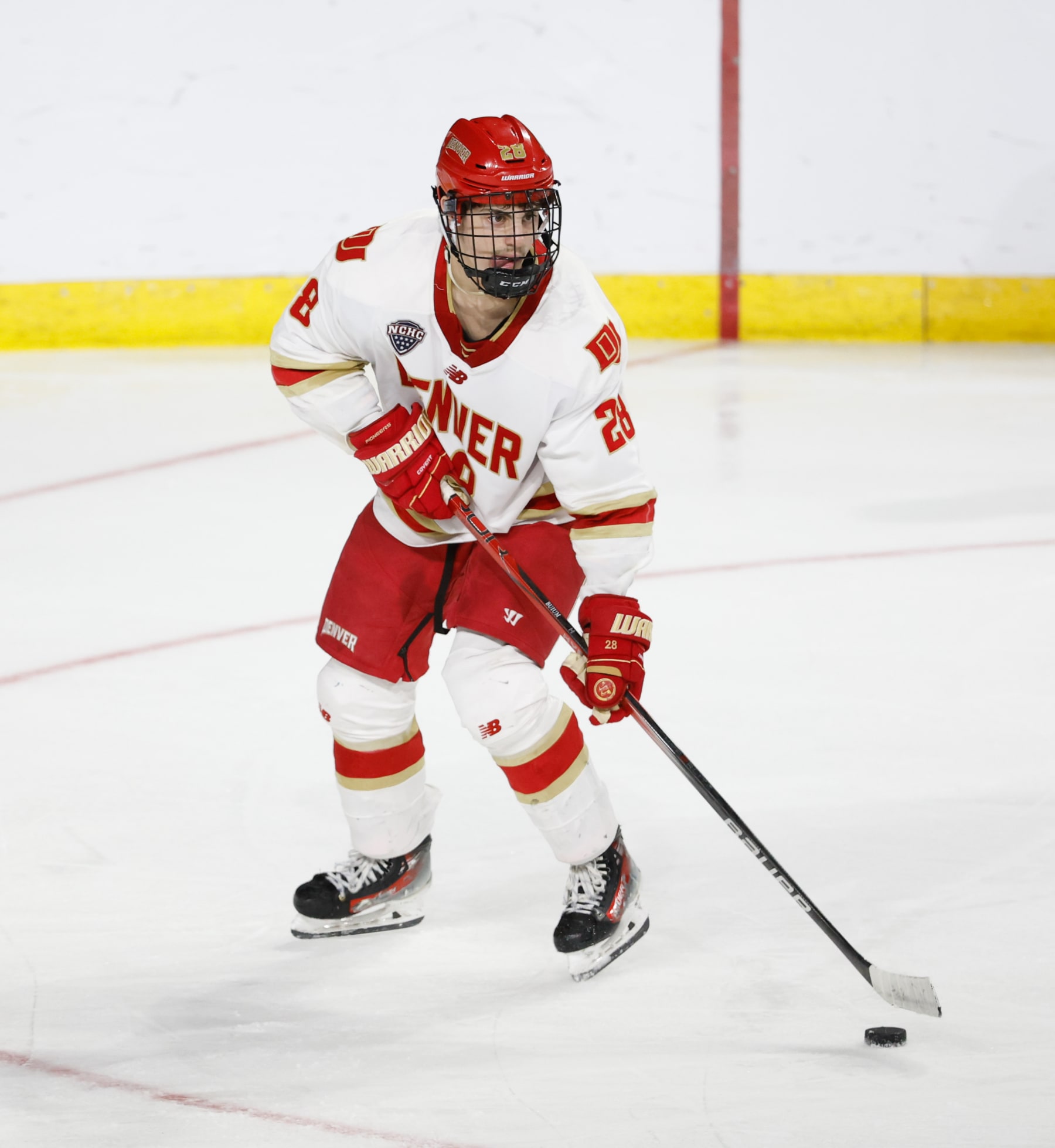 SPRINGFIELD, MASSACHUSETTS - MARCH 28: Zeev Buium #28 of the Denver Pioneers skates against the Massachusetts Minutemen during the third period during the NCAA Division I Men's Ice Hockey Regional Championship Semifinal at the MassMutual Center on March 28, 2024 in Springfield, Massachusetts. (Photo by Richard T Gagnon/Getty Images)