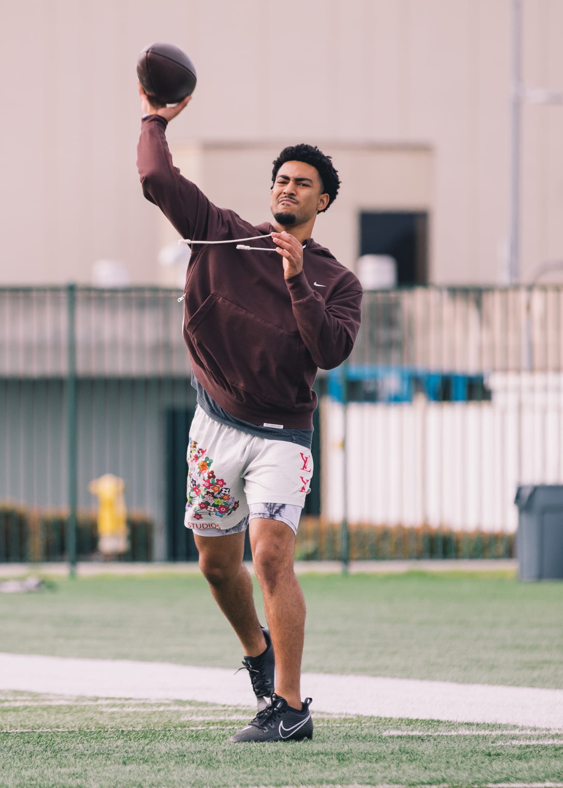 ORANGE COUNTY, CA - FEBRUARY 27: Quarterback Bryce Young going through drills during 3DQBs off-season NFL Draft Prep in a park on February 27, 2023 in Orange County, CA. (Photo by Aubrey Lao /Getty Images)