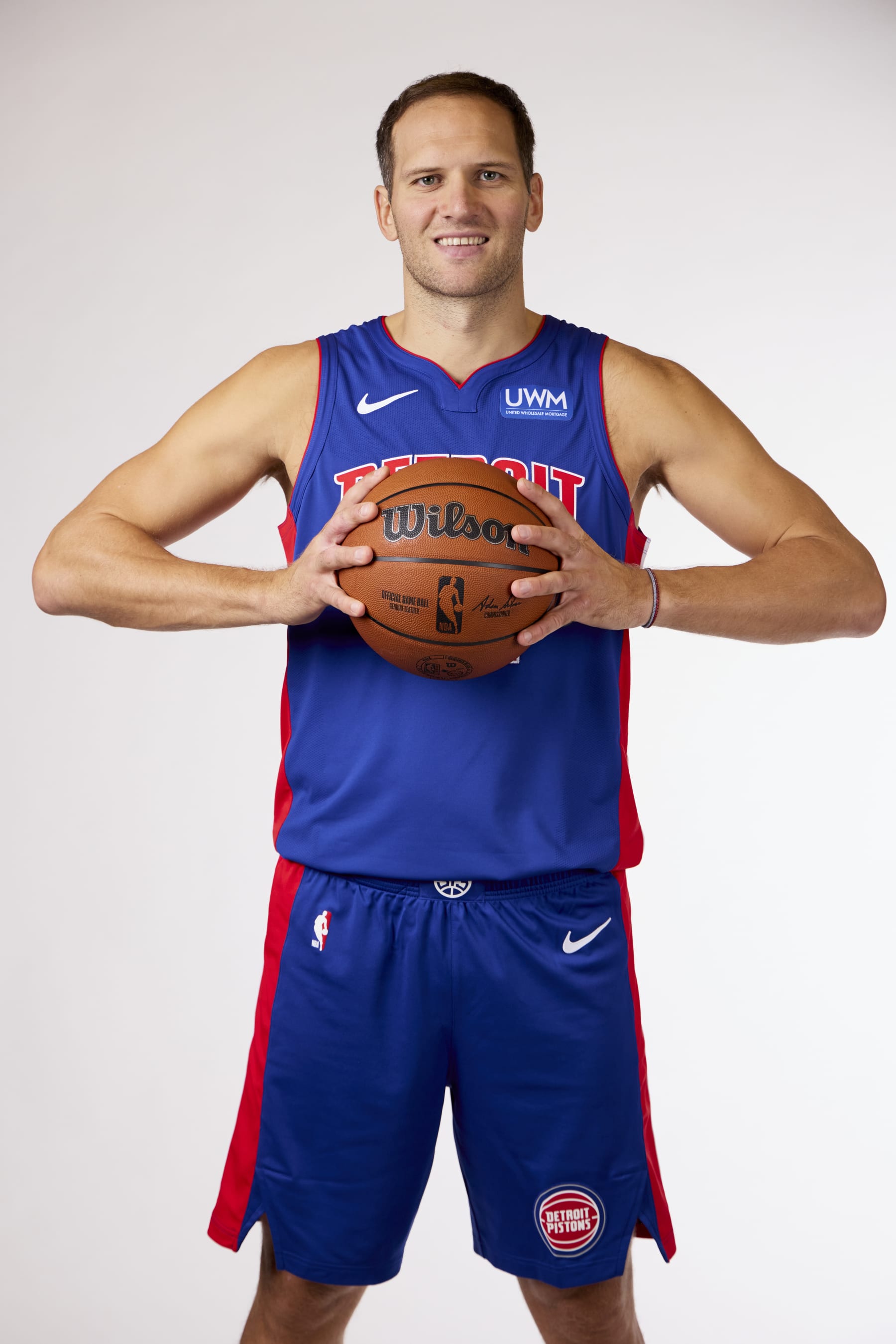 DETROIT, MICHIGAN - OCTOBER 02:  Bojan Bogdanovic #44 of the Detroit Pistons poses for a portrait during Pistons Media Day at Little Caesars Arena on October 02, 2023 in Detroit, Michigan. NOTE TO USER: User expressly acknowledges and agrees that, by downloading and/or using this photograph, user is consenting to the terms and conditions of the Getty Images License Agreement. (Photo by Rick Osentoski/Getty Images)