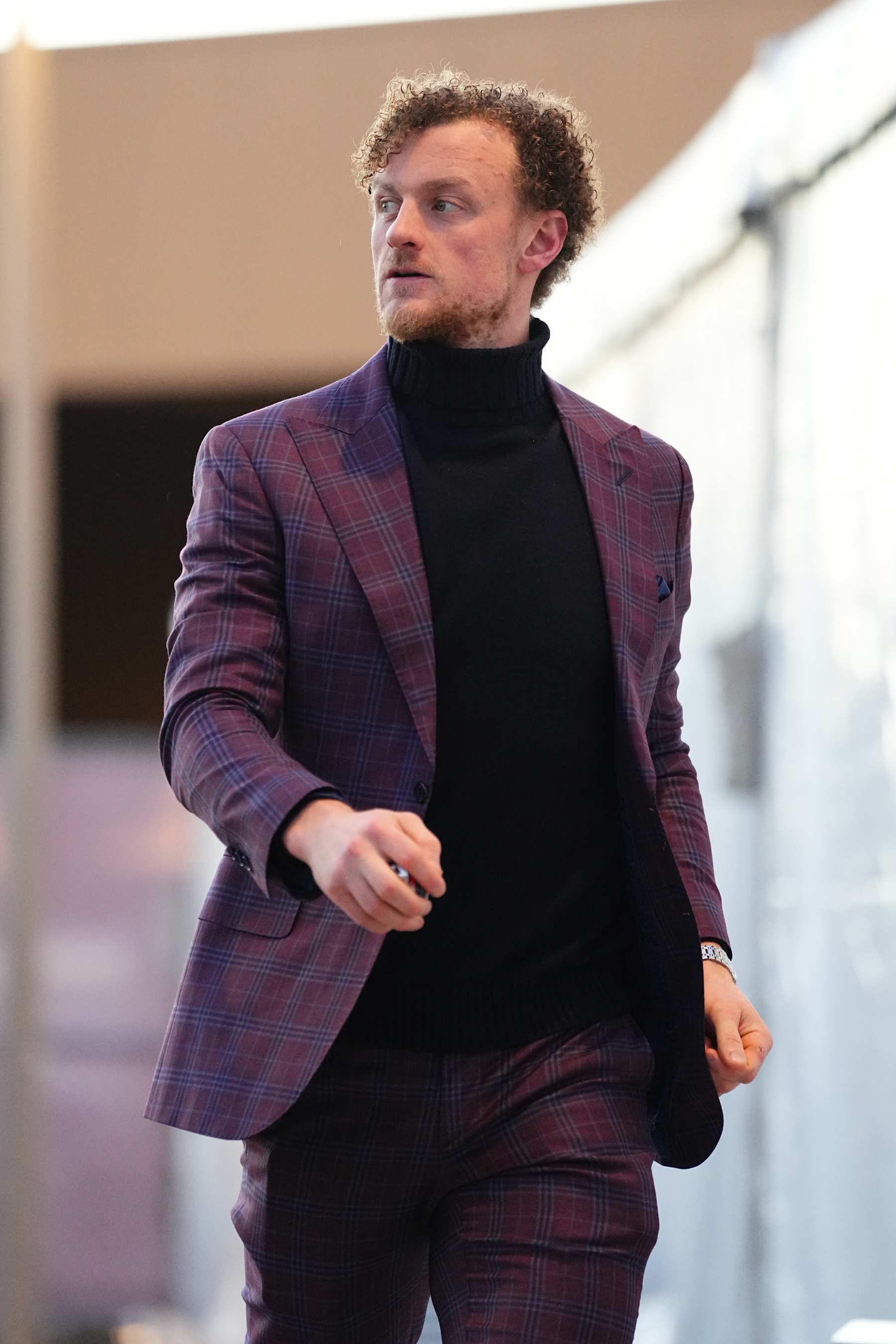 LAS VEGAS, NEVADA - DECEMBER 06: Jack Eichel #9 of the Vegas Golden Knights arrives prior to a game against the Dallas Stars at T-Mobile Arena on December 06, 2024 in Las Vegas, Nevada. (Photo by Jeff Bottari/NHLI via Getty Images)