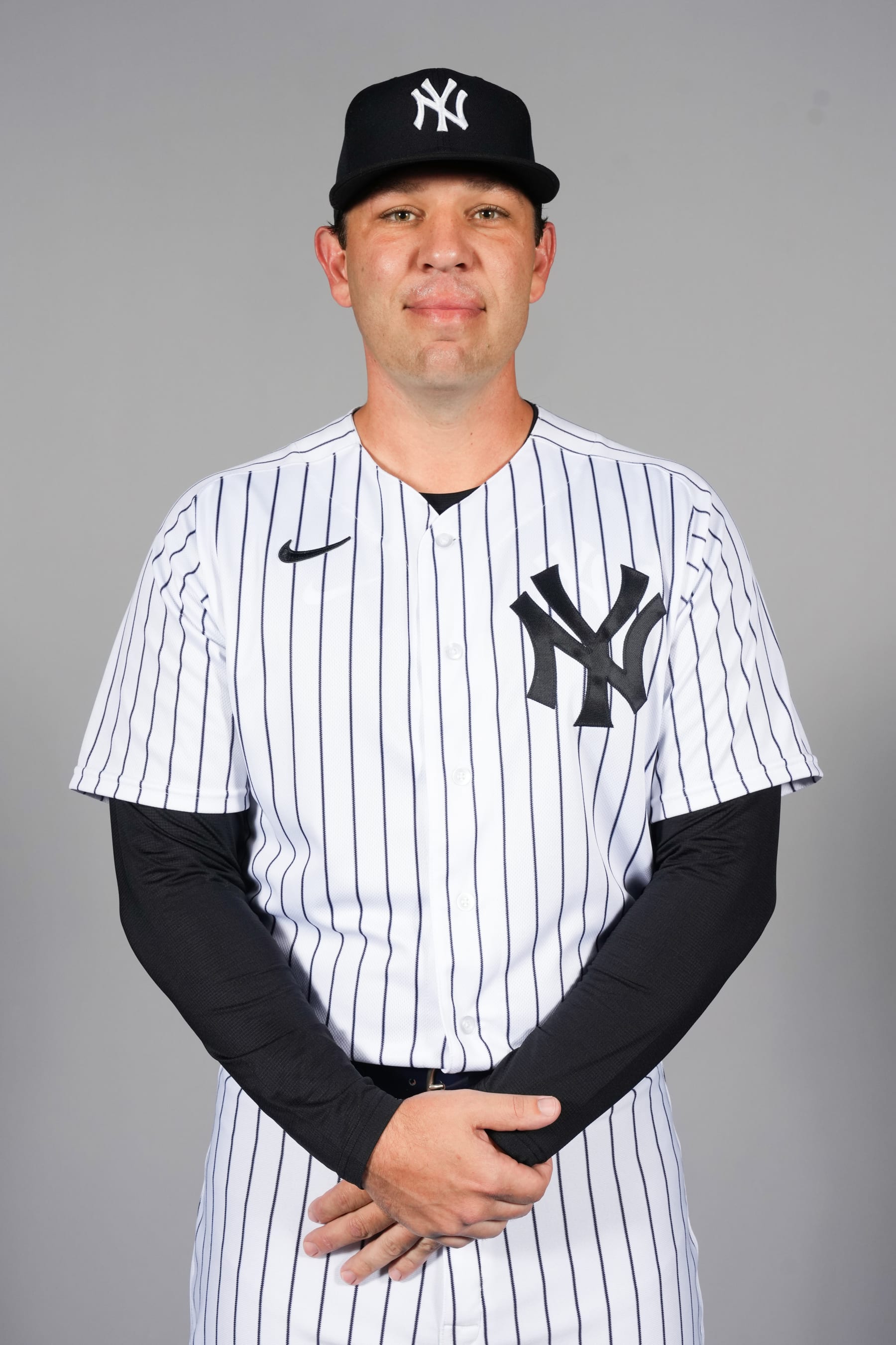 TAMPA, FL - FEBRUARY 22: Hitting Coach Dillon Lawson #74 of the New York Yankees poses for a photo during the New York Yankees Photo Day at George M. Steinbrenner Field on Wednesday, February 22, 2023 in Tampa, Florida. (Photo by Mary DeCicco/MLB Photos via Getty Images)