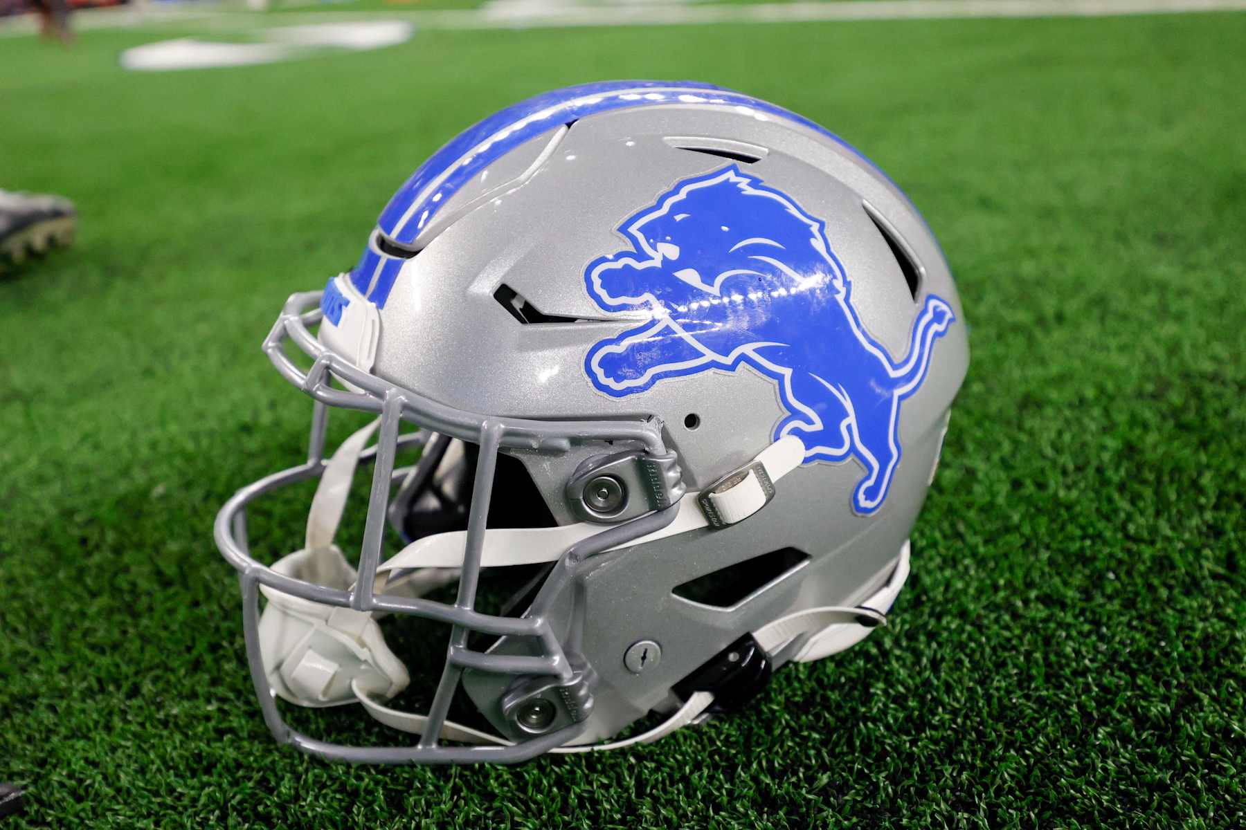 ARLINGTON, TX - DECEMBER 30: A Detroit Lions helmet sits on the turf after the game between the Dallas Cowboys and the Detroit Lions on December 30, 2023 at AT&T Stadium in Arlington, Texas. (Photo by Matthew Pearce/Icon Sportswire via Getty Images)