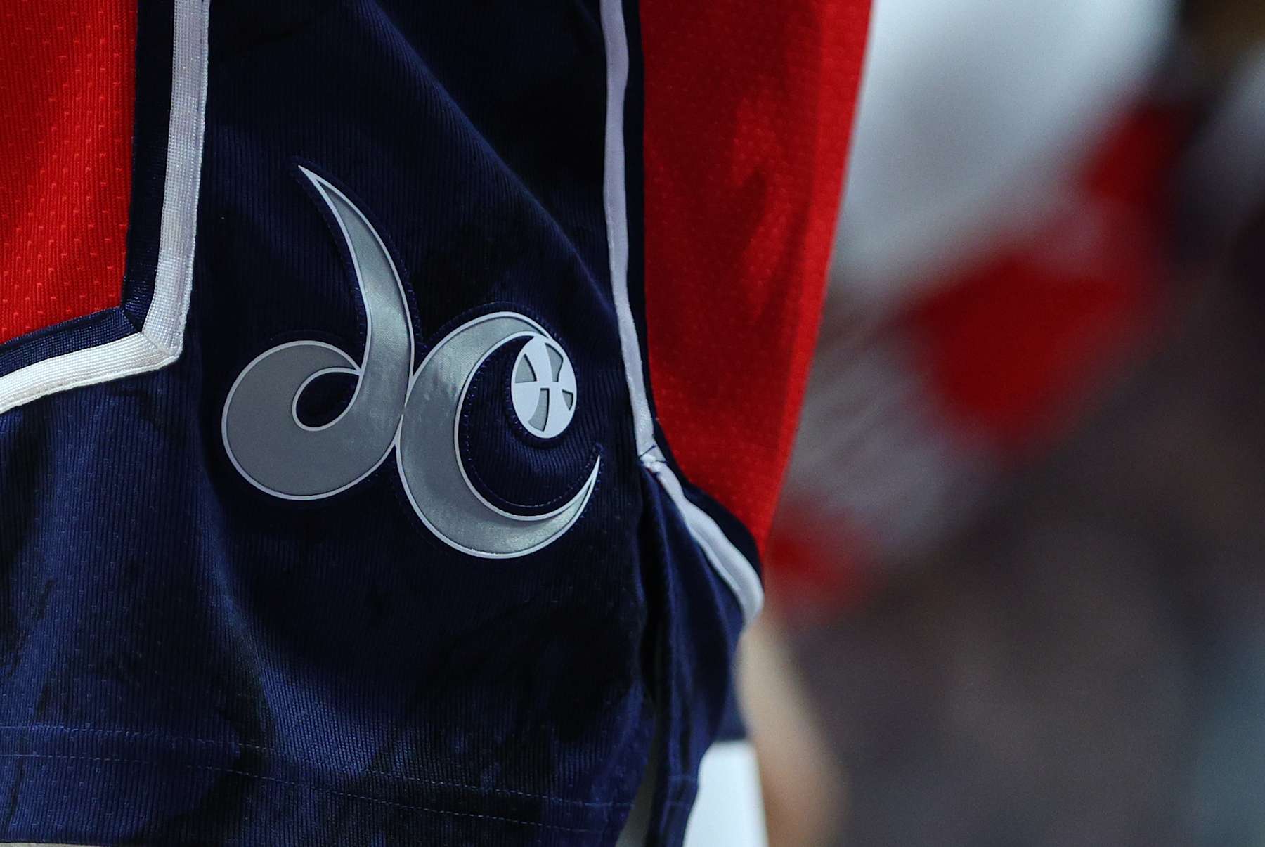 UNCASVILLE, CT - JUNE 04: General view of the Washington Mystics logo on a pair of game shorts during a WNBA game against Connecticut Sun on June 4, 2024, at Mohegan Sun Arena in Uncasville, CT. (Photo by M. Anthony Nesmith/Icon Sportswire via Getty Images)