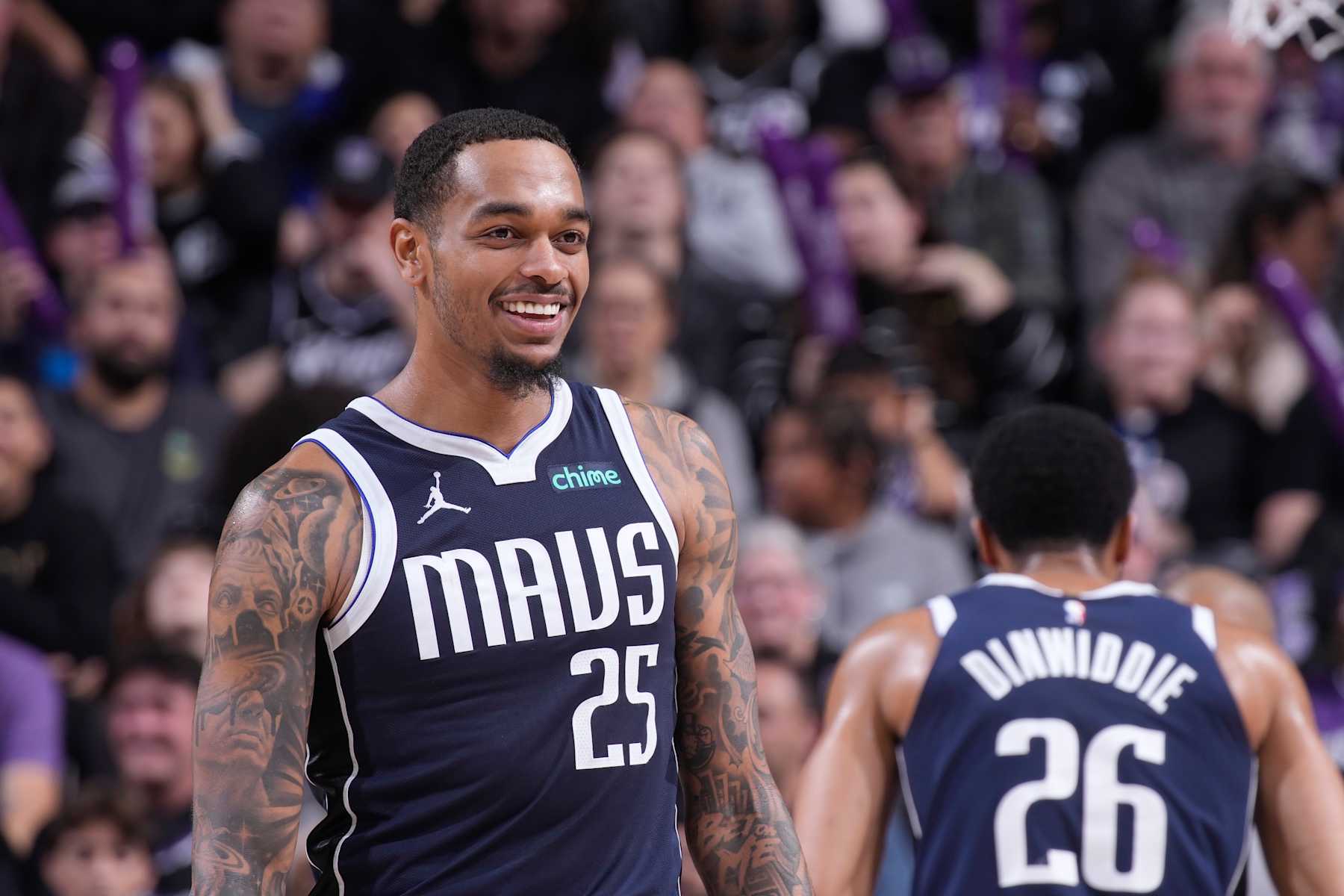 SACRAMENTO, CA - DECEMBER 30: P.J. Washington #25 of the Dallas Mavericks looks on during the game against the Sacramento Kings on December 30, 2024 at Golden 1 Center in Sacramento, California. NOTE TO USER: User expressly acknowledges and agrees that, by downloading and or using this photograph, User is consenting to the terms and conditions of the Getty Images Agreement. Mandatory Copyright Notice: Copyright 2024 NBAE (Photo by Rocky Widner/NBAE via Getty Images)