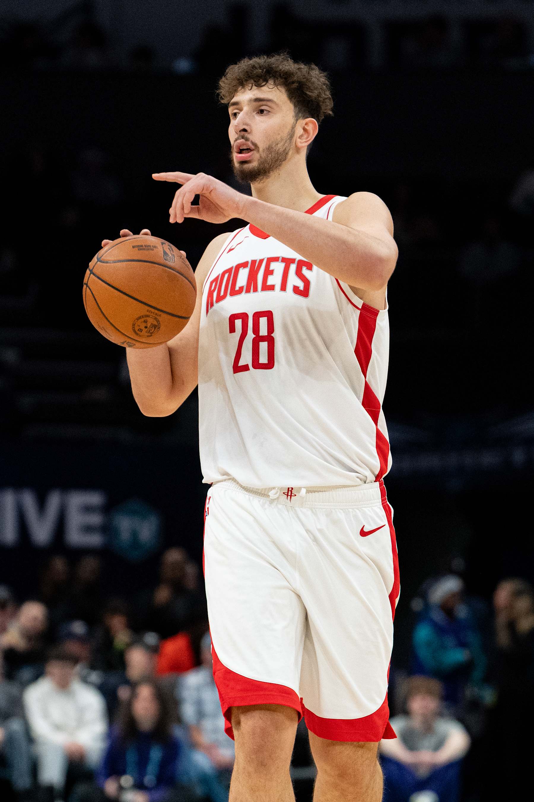 CHARLOTTE, NORTH CAROLINA - DECEMBER 23: Alperen Sengun #28 of the Houston Rockets plays against the Charlotte Hornets during their game at Spectrum Center on December 23, 2024 in Charlotte, North Carolina. NOTE TO USER: User expressly acknowledges and agrees that, by downloading and or using this photograph, User is consenting to the terms and conditions of the Getty Images License Agreement. (Photo by Jacob Kupferman/Getty Images)