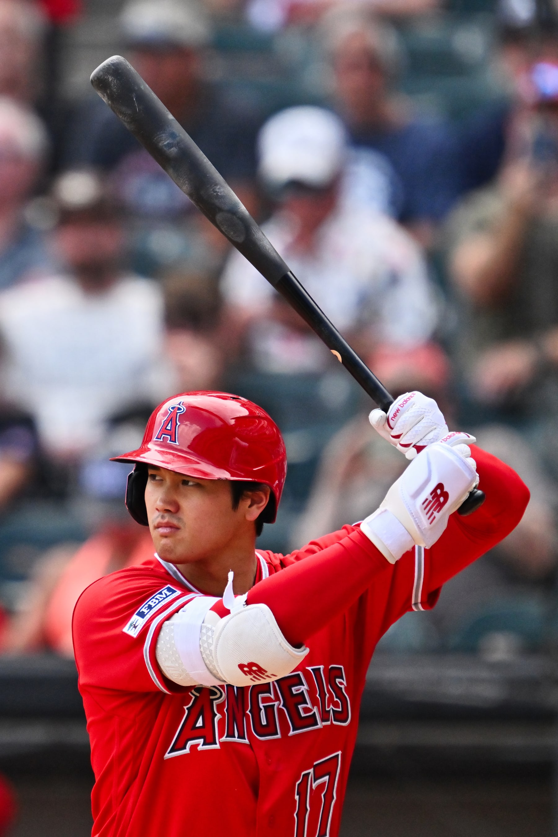 CHICAGO, IL - MAY 31:  Shohei Ohtani #17 of the Los Angeles Angels bats against the Chicago White Sox at Guaranteed Rate Field on May 31, 2023 in Chicago, Illinois.  (Photo by Jamie Sabau/Getty Images)
