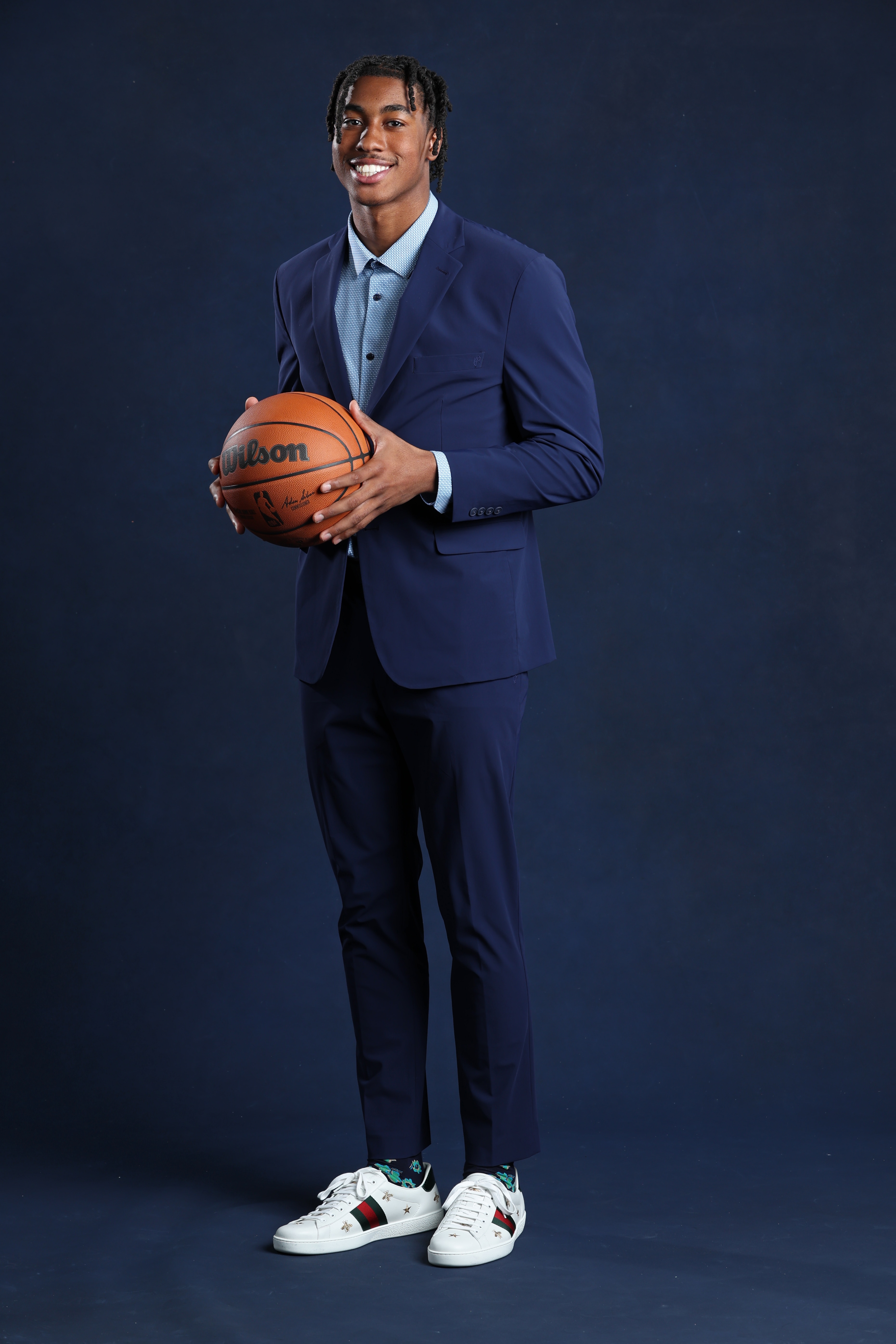 CHICAGO,IL - MAY 17: NBA Prospect, Jaden Ivey poses for a portrait during the 2022 NBA Draft Lottery at McCormick Place on May 17, 2022 in Chicago, Illinois. NOTE TO USER: User expressly acknowledges and agrees that, by downloading and or using this photograph, User is consenting to the terms and conditions of the Getty Images License Agreement. Mandatory Copyright Notice: Copyright 2022 NBAE (Photo by David Sherman/NBAE via Getty Images)