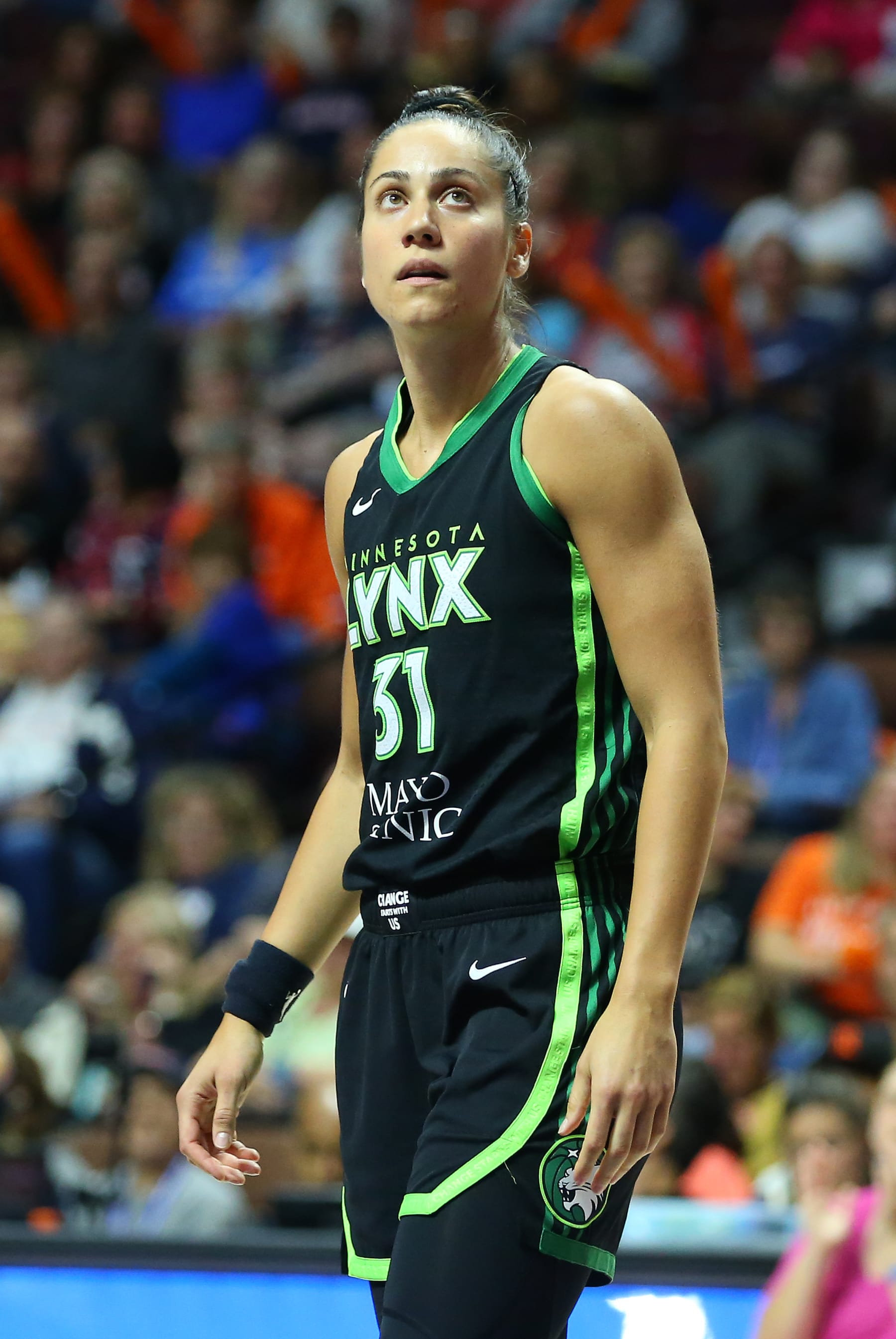 UNCASVILLE, CT - SEPTEMBER 13: Minnesota Lynx forward Nikolina Milic (31) during the First Round and game 1 of the 2023 WNBA playoffs between Minnesota Lynx and Connecticut Sun on September 13, 2023, at Mohegan Sun Arena in Uncasville, CT. (Photo by M. Anthony Nesmith/Icon Sportswire via Getty Images)