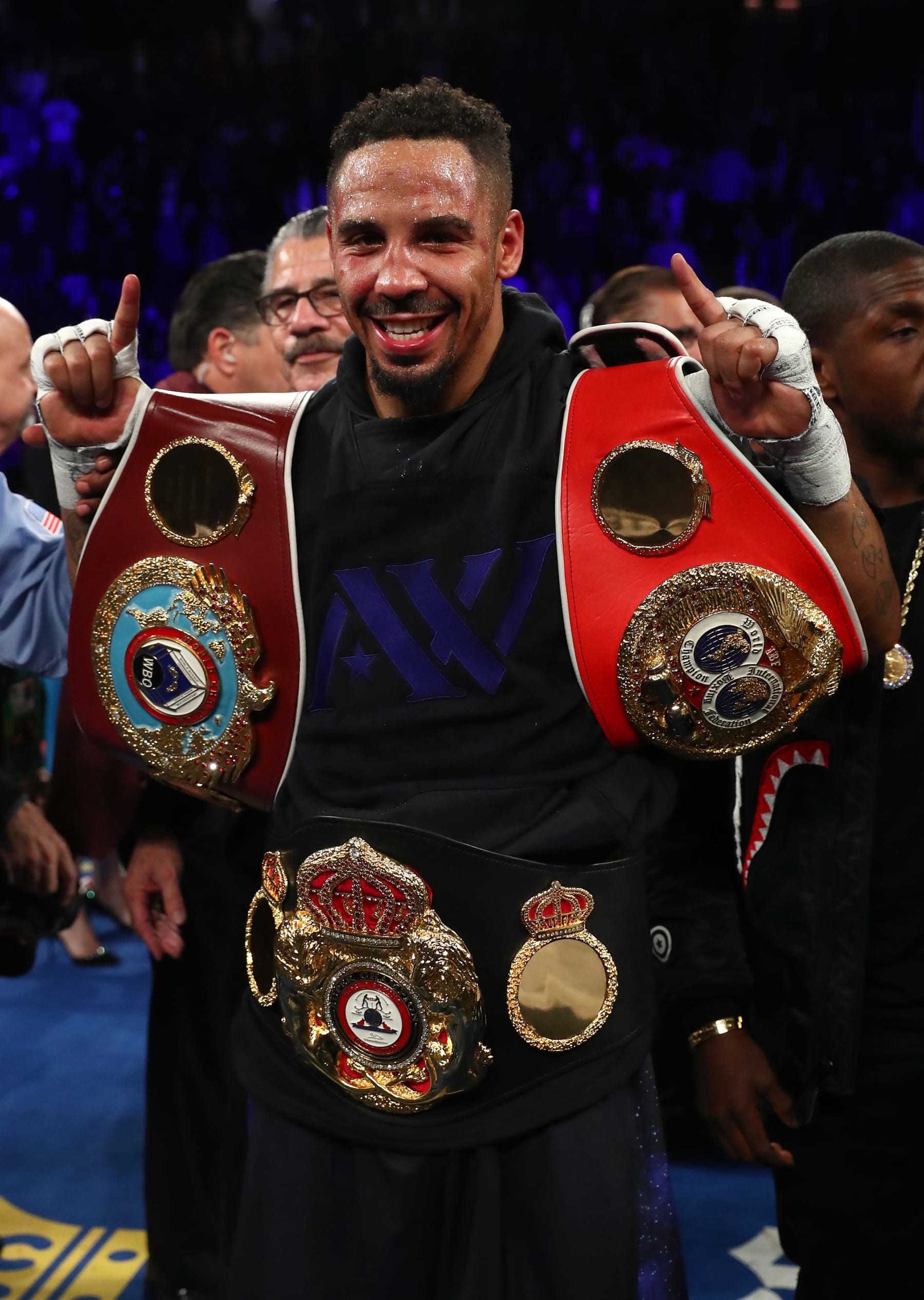 LAS VEGAS, NV - NOVEMBER 19:   Andre Ward poses after defeating Sergey Kovalev of Russia by unanimous decision in their light heavyweight title bout at T-Mobile Arena on November 19, 2016 in Las Vegas, Nevada.  (Photo by Al Bello/Getty Images)