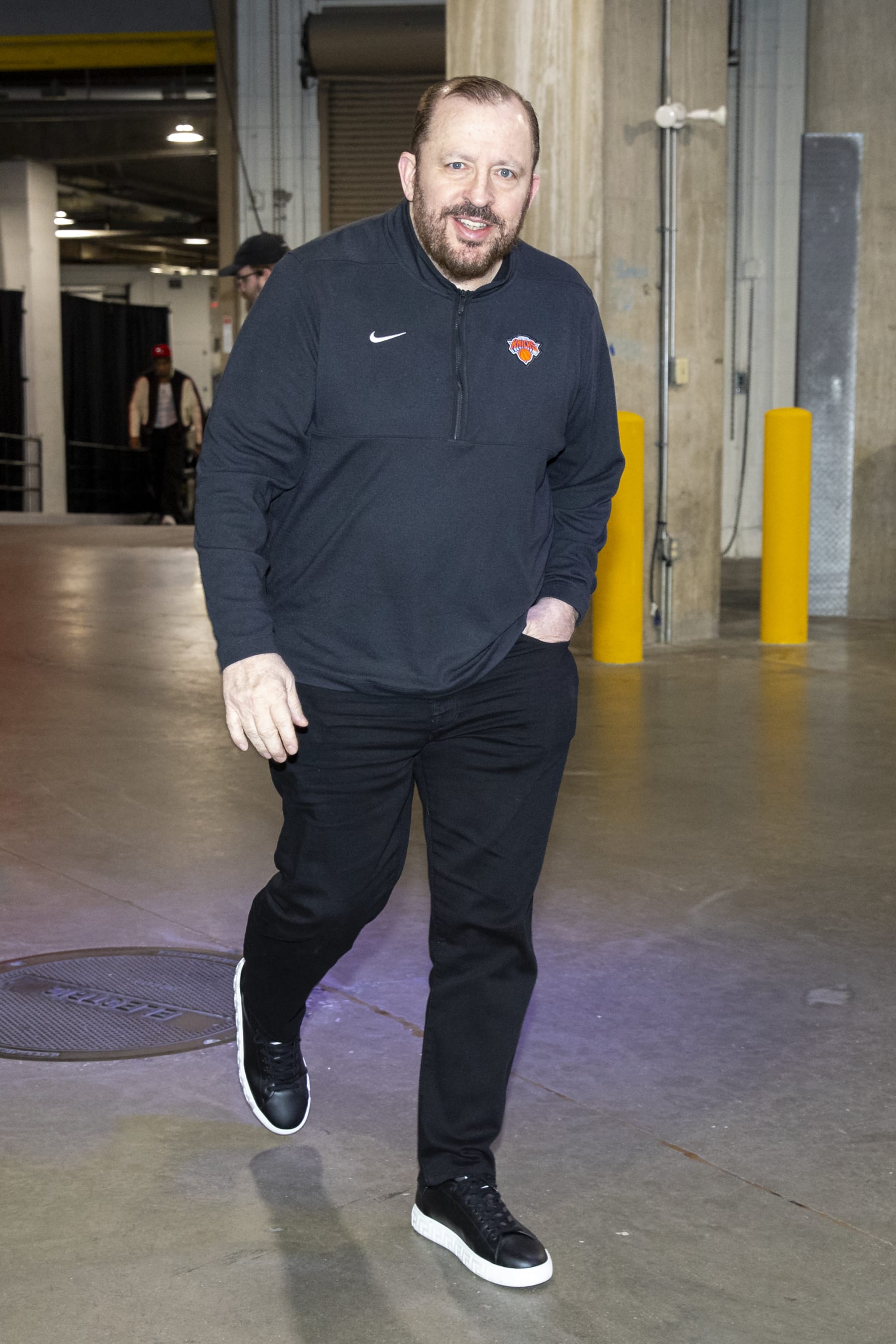 INDIANAPOLIS, IN - MAY 10: Head Coach Tom Thibodeau of the New York Knicks arrives to the arena before the game  against the Indiana Pacers during Round 2 Game 3 of the 2024 NBA Playoffs on May 10, 2024 at Gainbridge Fieldhouse in Indianapolis, Indiana. NOTE TO USER: User expressly acknowledges and agrees that, by downloading and or using this Photograph, user is consenting to the terms and conditions of the Getty Images License Agreement. Mandatory Copyright Notice: Copyright 2024 NBAE (Photo by Nathaniel S. Butler/NBAE via Getty Images)