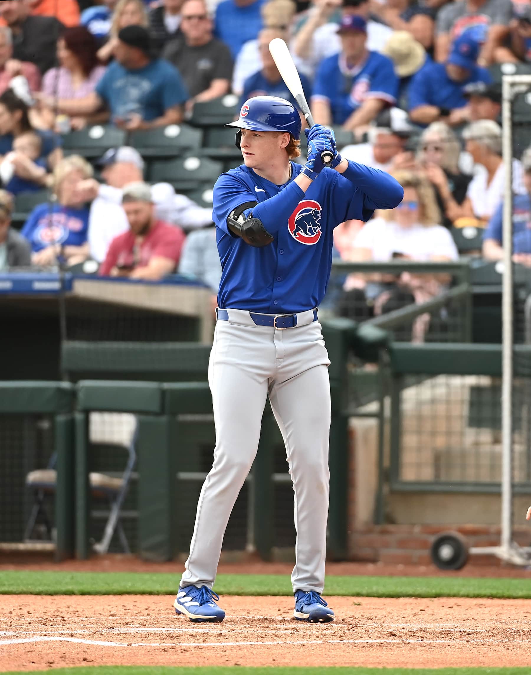 SURPRISE, ARIZONA - FEBRUARY 26: Owen Caissie #78 of the Chicago Cubs gets ready in the batters box against the Kansas City Royals during a spring training game at Surprise Stadium on February 26, 2024 in Surprise, Arizona. (Photo by Norm Hall/Getty Images)