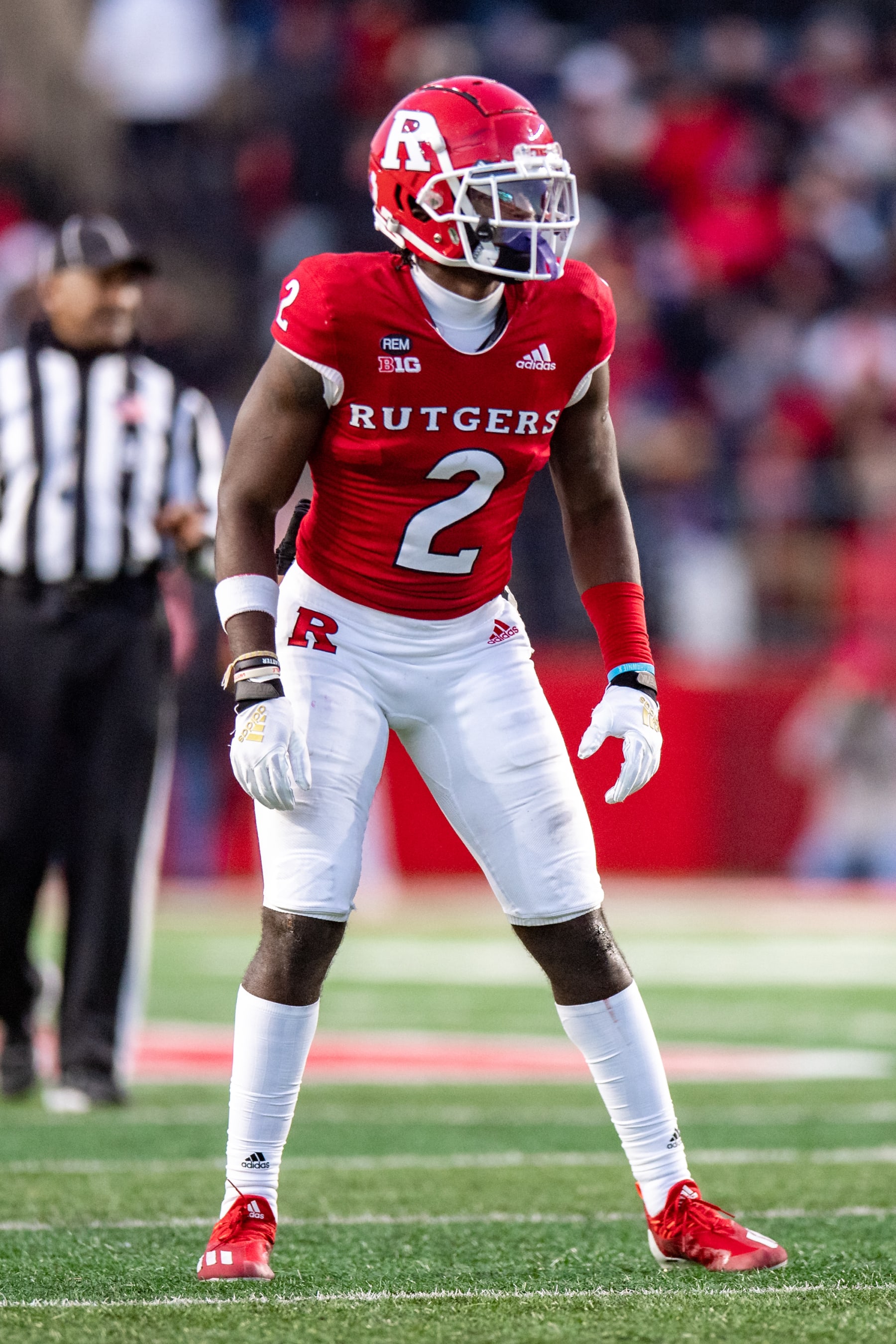PISCATAWAY, NJ - NOVEMBER 19: Rutgers Scarlet Knights defensive back Avery Young (2) during the college football game between the Penn State Nittany Lions and Rutgers Scarlet Knights at SHI Stadium in Piscataway, NJ on November 19, 2022 (Photo by John Jones/Icon Sportswire via Getty Images)