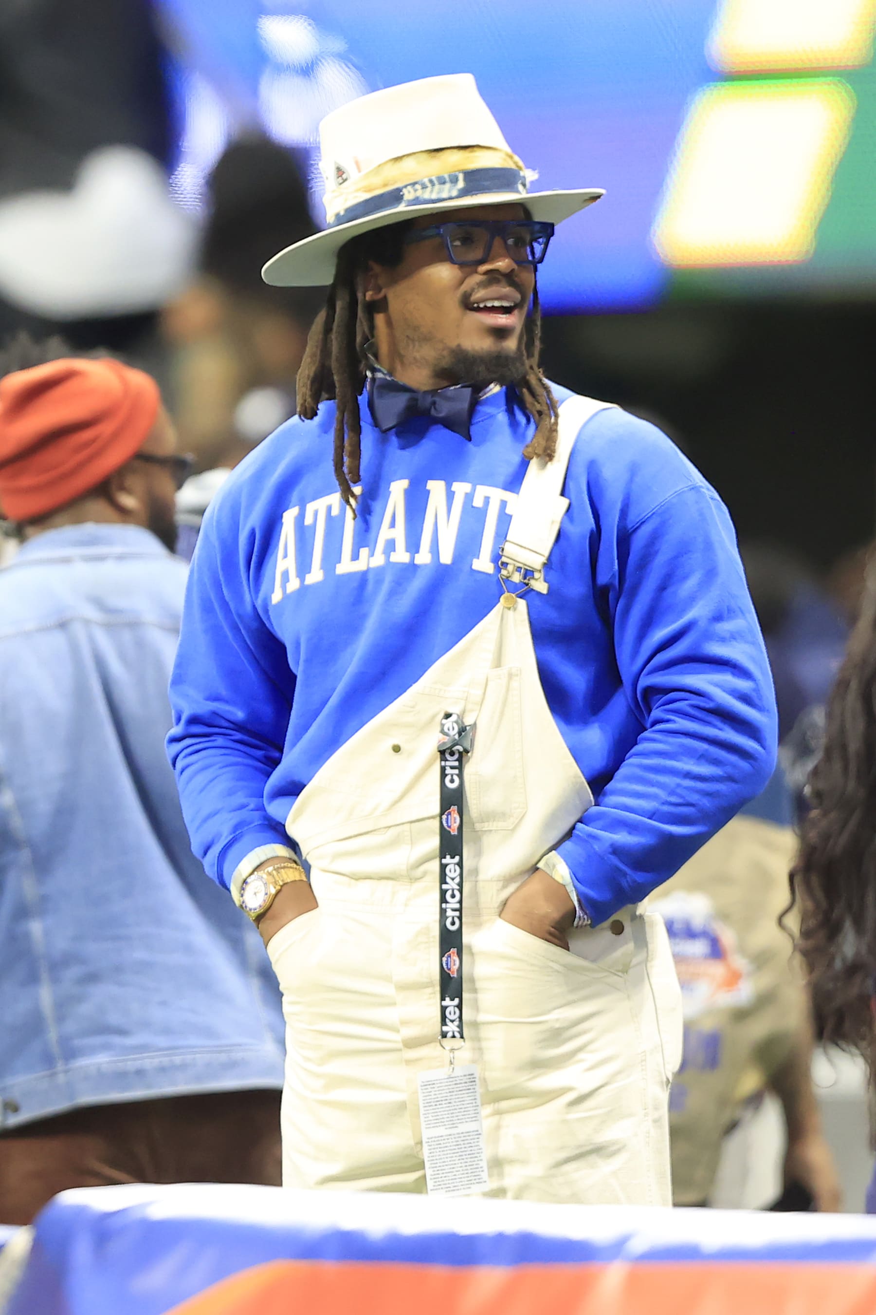 ATLANTA, GA - DECEMBER 16: Former NFL player Cam Newton was on hand to enjoy the Saturday afternoon Cricket Celebration Bowl played between the Howard Bisons and the Florida A&M Rattlers on December 16, 2023 at the Mercedes-Benz Stadium in Atlanta, Georgia.  (Photo by David J. Griffin/Icon Sportswire via Getty Images)