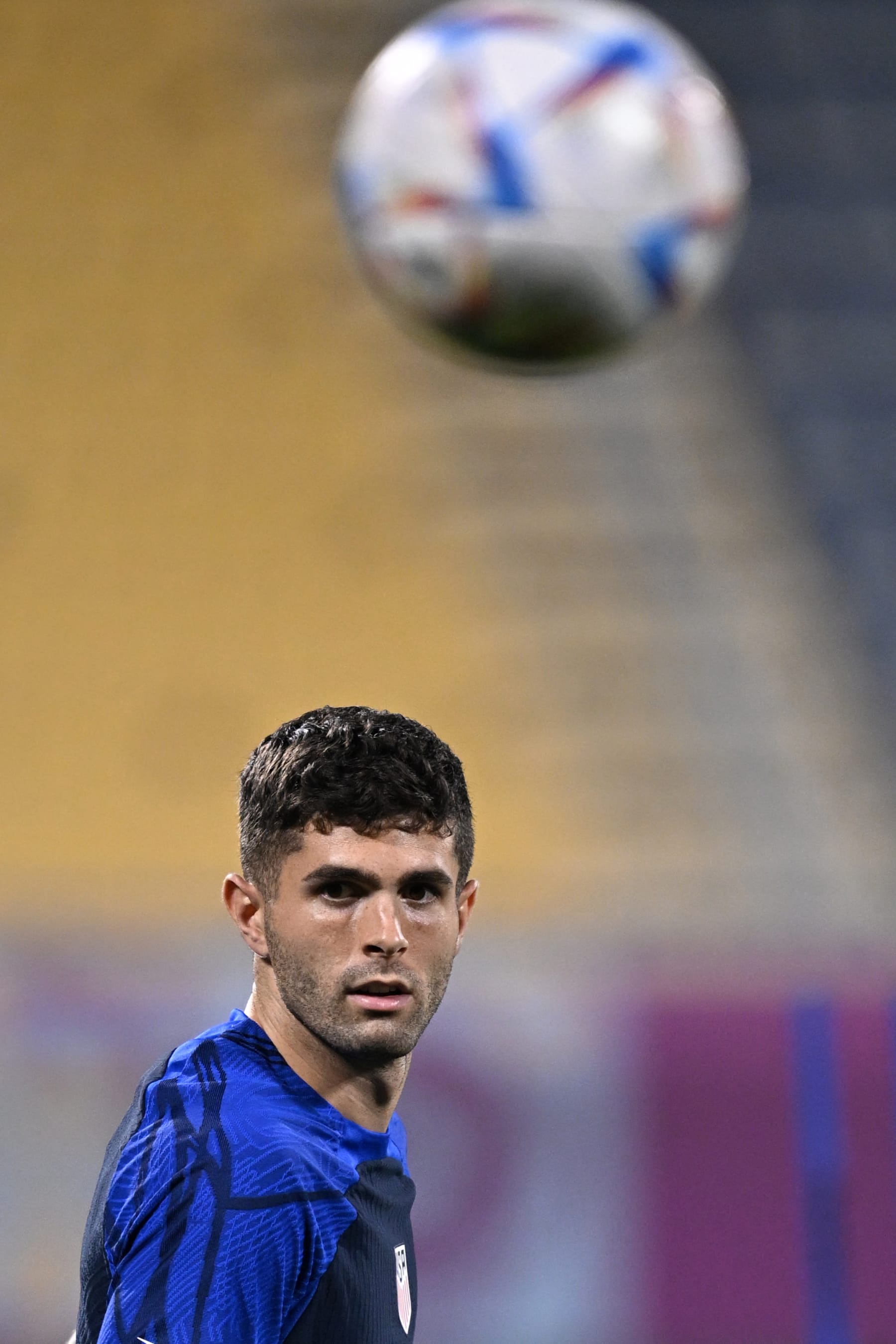USA's forward #10 Christian Pulisic takes part in a training session at Al Gharafa SC in Doha on December 2, 2022, on the eve of the Qatar 2022 World Cup football match between the Netherlands and USA. (Photo by Paul ELLIS / AFP) (Photo by PAUL ELLIS/AFP via Getty Images)