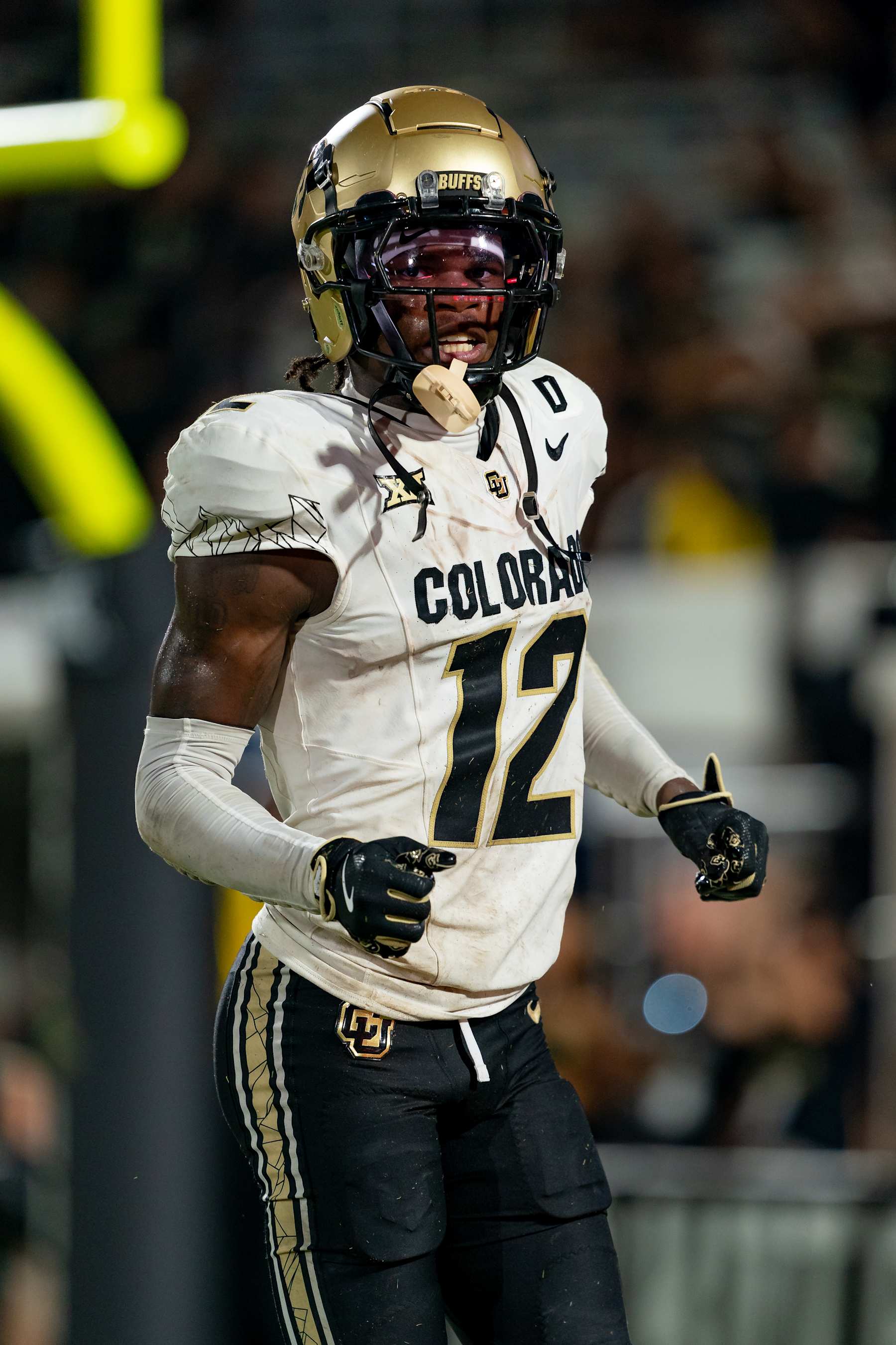 ORLANDO, FL - SEPTEMBER 28:  Colorado Buffaloes wide receiver Travis Hunter (12) walks off the field during a college football game between the Colorado Buffaloes and the UCF Knights on September 28th, 2024 at FBC Mortgage Stadium in Orlando, FL. (Photo by Chris Leduc/Icon Sportswire via Getty Images)