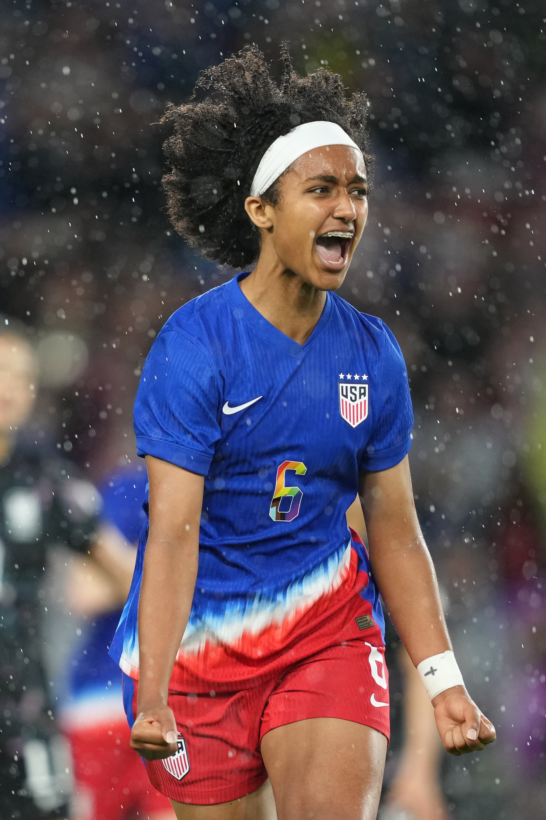 ST PAUL, MINNESOTA - JUNE 04: Lily Yohannes #6 of the United States celebrates scoring during the second half against the Korea Republic at Allianz Field on June 04, 2024 in St Paul, Minnesota. (Photo by Brad Smith/ISI Photos/USSF/Getty Images)