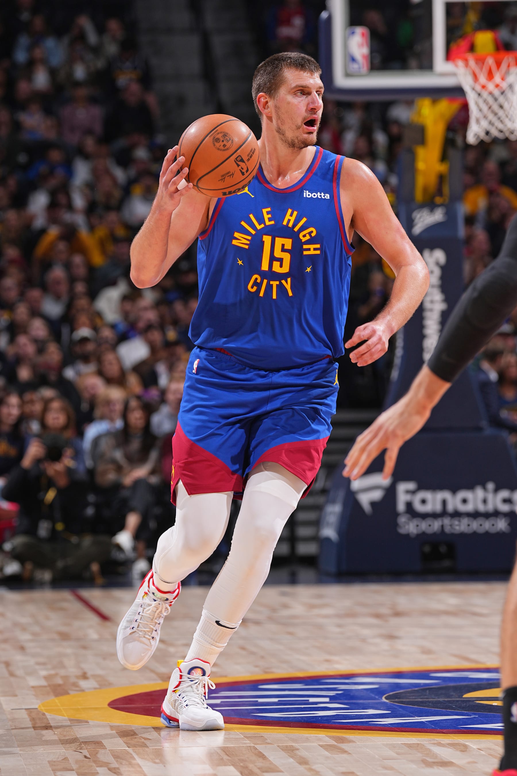 DENVER, CO - NOVEMBER 4: Nikola Jokic #15 of the Denver Nuggets dribbles the ball during the game against the Chicago Bulls on November 4, 2023 at the Ball Arena in Denver, Colorado. NOTE TO USER: User expressly acknowledges and agrees that, by downloading and/or using this Photograph, user is consenting to the terms and conditions of the Getty Images License Agreement. Mandatory Copyright Notice: Copyright 2023 NBAE (Photo by Bart Young/NBAE via Getty Images)