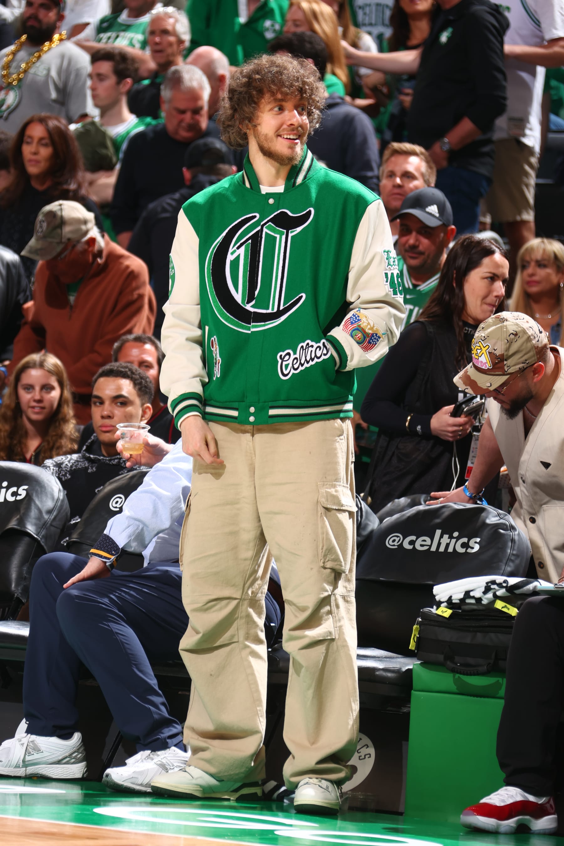 BOSTON, MA - MAY 29: Jack Harlow attends Game Seven of the Eastern Conference Finals between the Miami Heat and Boston Celtics on May 29, 2023 at the TD Garden in Boston, Massachusetts. NOTE TO USER: User expressly acknowledges and agrees that, by downloading and or using this photograph, User is consenting to the terms and conditions of the Getty Images License Agreement. Mandatory Copyright Notice: Copyright 2023 NBAE (Photo by Nathaniel S. Butler/NBAE via Getty Images) BOSTON, MA - MAY 29: Jack Harlow attends Game Seven of the Eastern Conference Finals between the Miami Heat and Boston Celtics on May 29, 2023 at the TD Garden in Boston, Massachusetts. NOTE TO USER: User expressly acknowledges and agrees that, by downloading and or using this photograph, User is consenting to the terms and conditions of the Getty Images License Agreement. Mandatory Copyright Notice: Copyright 2023 NBAE (Photo by Nathaniel S. Butler/NBAE via Getty Images)