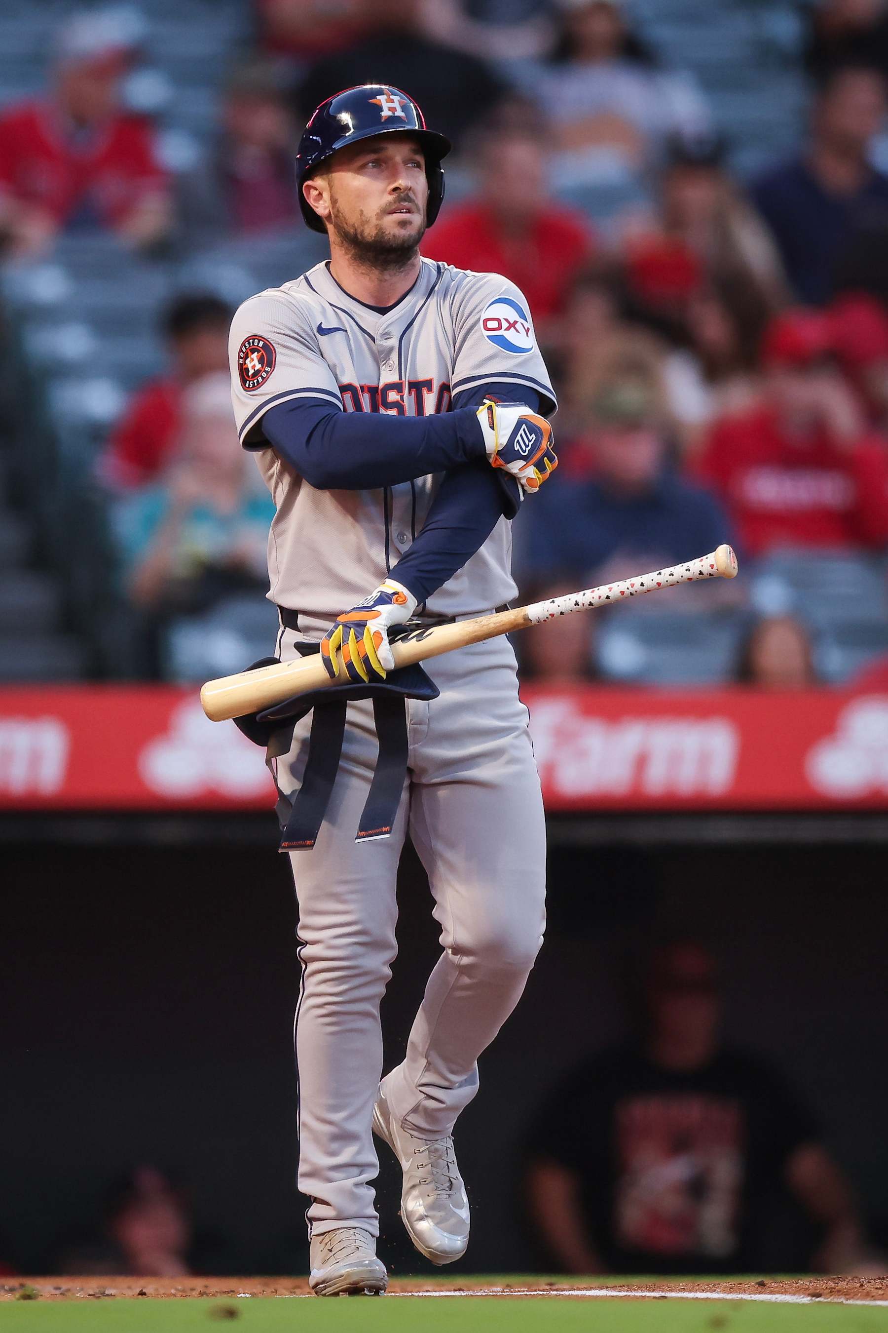 ANAHEIM, CALIFORNIA - SEPTEMBER 14: Alex Bregman #2 of the Houston Astros walks in the first inning against the Los Angeles Angels at Angel Stadium of Anaheim on September 14, 2024 in Anaheim, California. (Photo by Meg Oliphant/Getty Images)