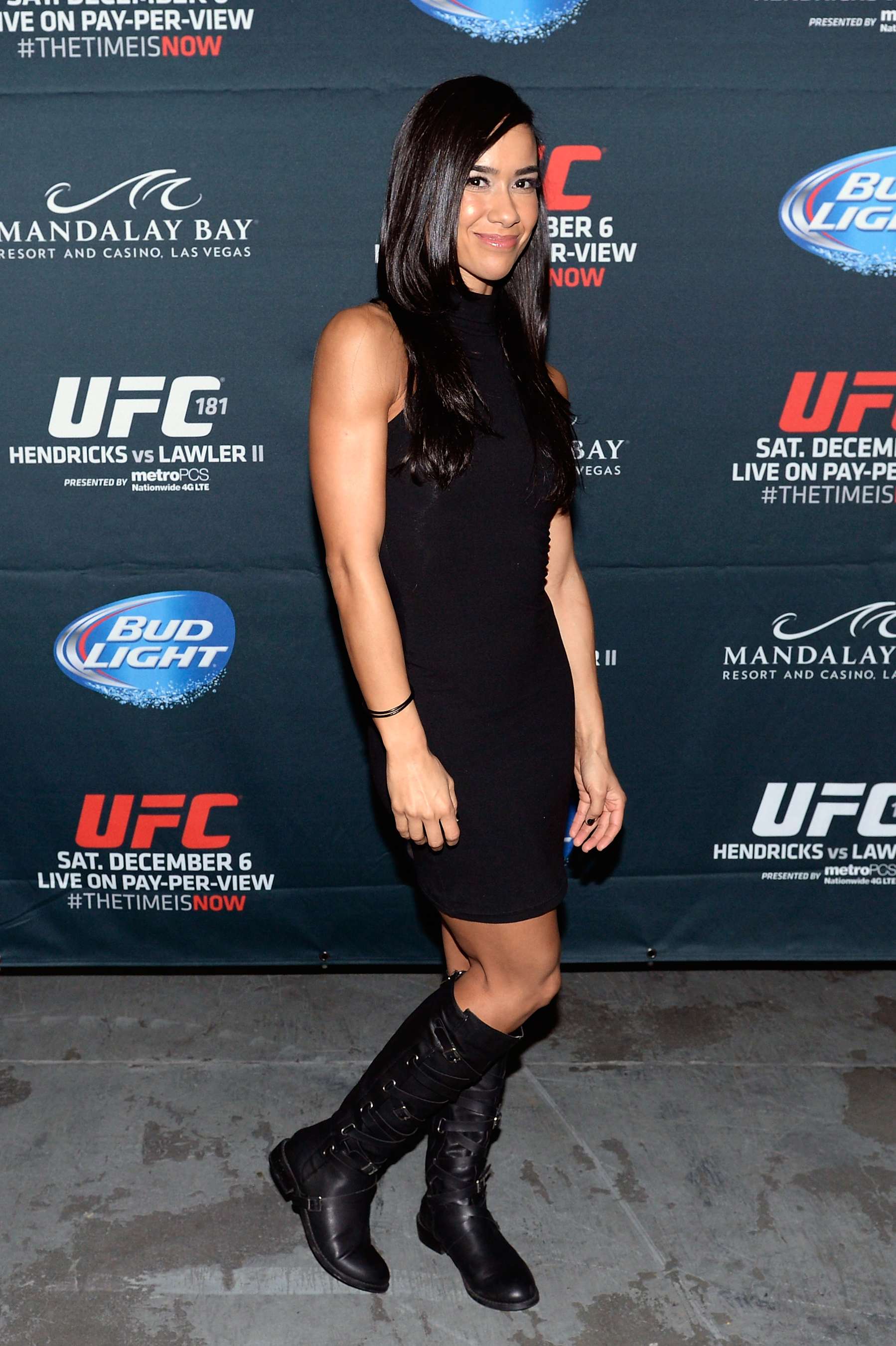 LAS VEGAS, NV - DECEMBER 06:  Wrestler AJ Lee poses backstage during the UFC 181 event inside the Mandalay Bay Events Center on December 6, 2014 in Las Vegas, Nevada.  (Photo by Jeff Bottari/Zuffa LLC/Zuffa LLC via Getty Images)