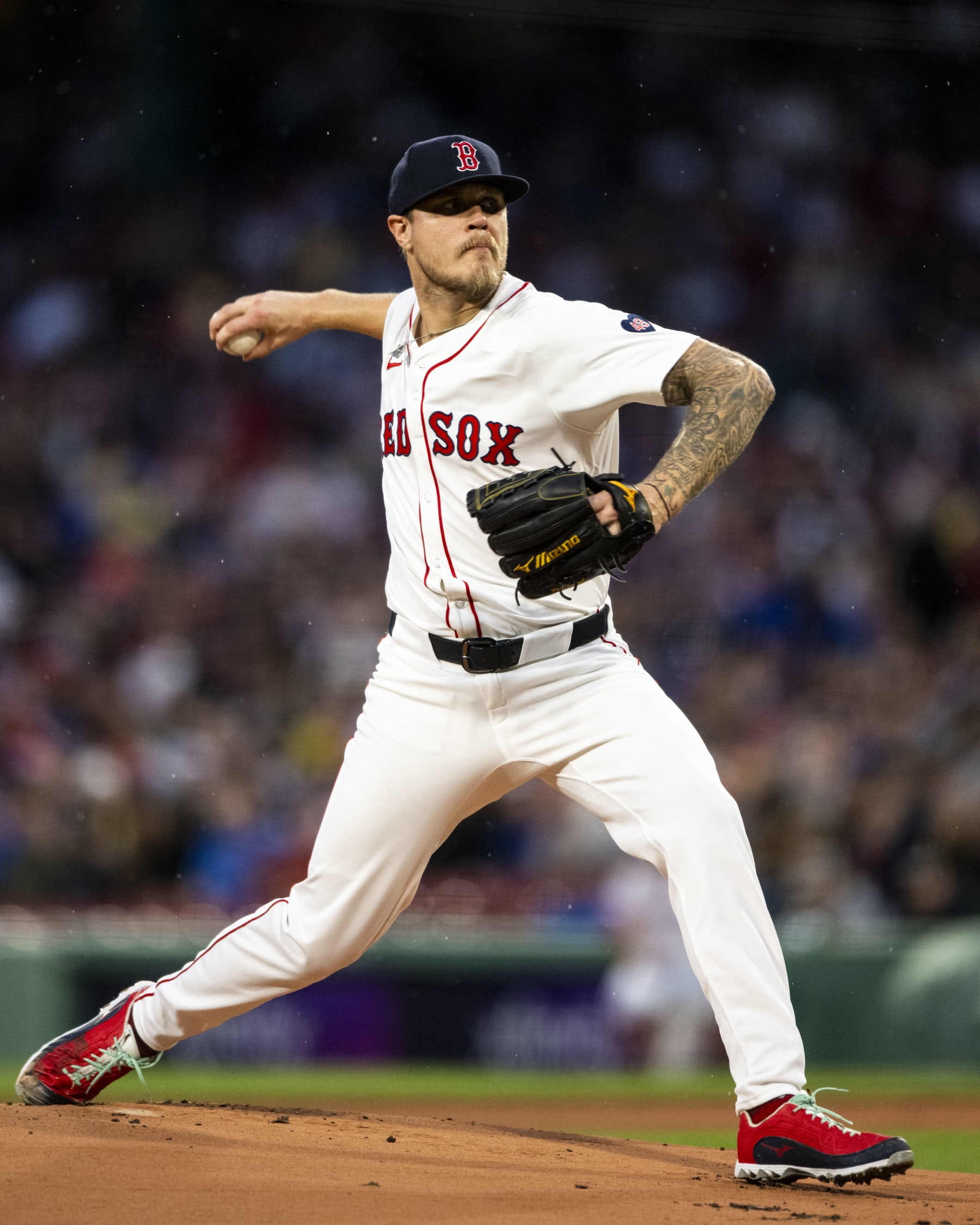 BOSTON, MA - APRIL 28: Tanner Houck #89 of the Boston Red Sox delivers during the first inning against the Chicago Cubs on April 28, 2024 at Fenway Park in Boston, Massachusetts. (Photo by Billie Weiss/Boston Red Sox/Getty Images)
