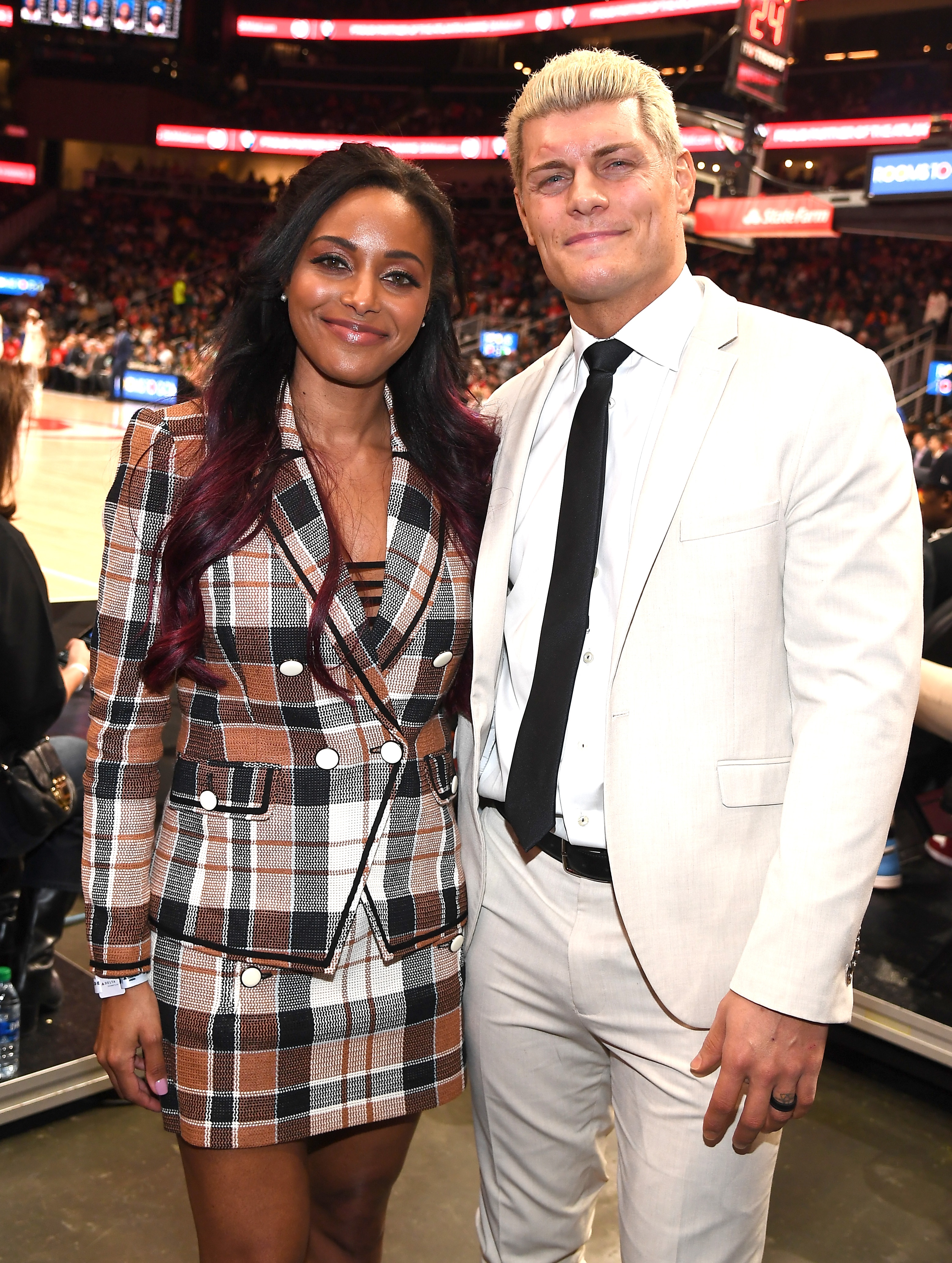 ATLANTA, GEORGIA - FEBRUARY 09:  Brandi Rhodes and Cody Rhodes attend New York Knicks vs Atlanta Hawks game at State Farm Arena on February 09, 2020 in Atlanta, Georgia. (Photo by Paras Griffin#SPORT/Getty Images)