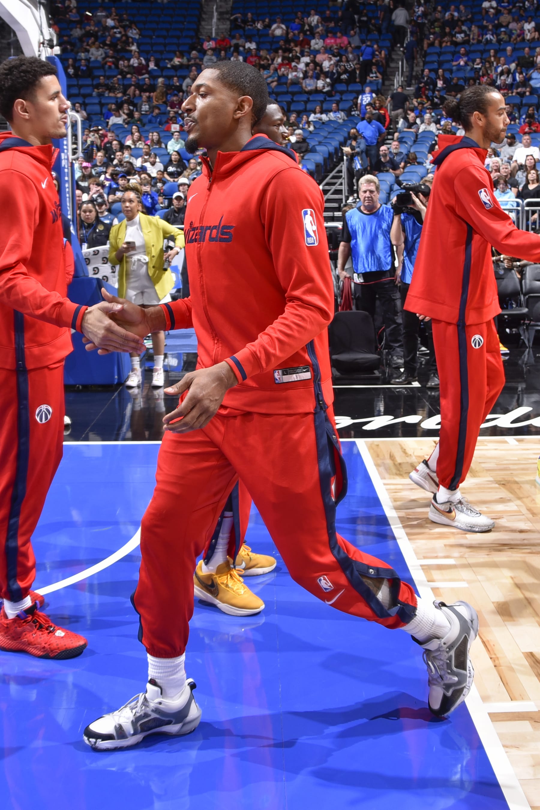 ORLANDO, FL - MARCH 21: Bradley Beal #3 of the Washington Wizards walks on to the court  before the game on March 21, 2023 at Amway Center in Orlando, Florida. NOTE TO USER: User expressly acknowledges and agrees that, by downloading and or using this photograph, User is consenting to the terms and conditions of the Getty Images License Agreement. Mandatory Copyright Notice: Copyright 2023 NBAE (Photo by Fernando Medina/NBAE via Getty Images)