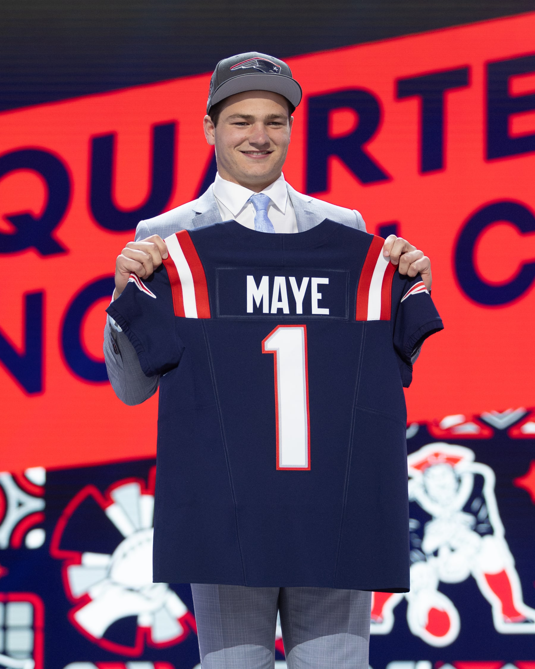 DETROIT, MI - APRIL 25: The New England Patriots select North Carolina Quarterback Drake Maye during day 1 of the NFL Draft on April 25, 2024 at Fox Theatre in Detroit, MI. (Photo by John Smolek/Icon Sportswire via Getty Images)