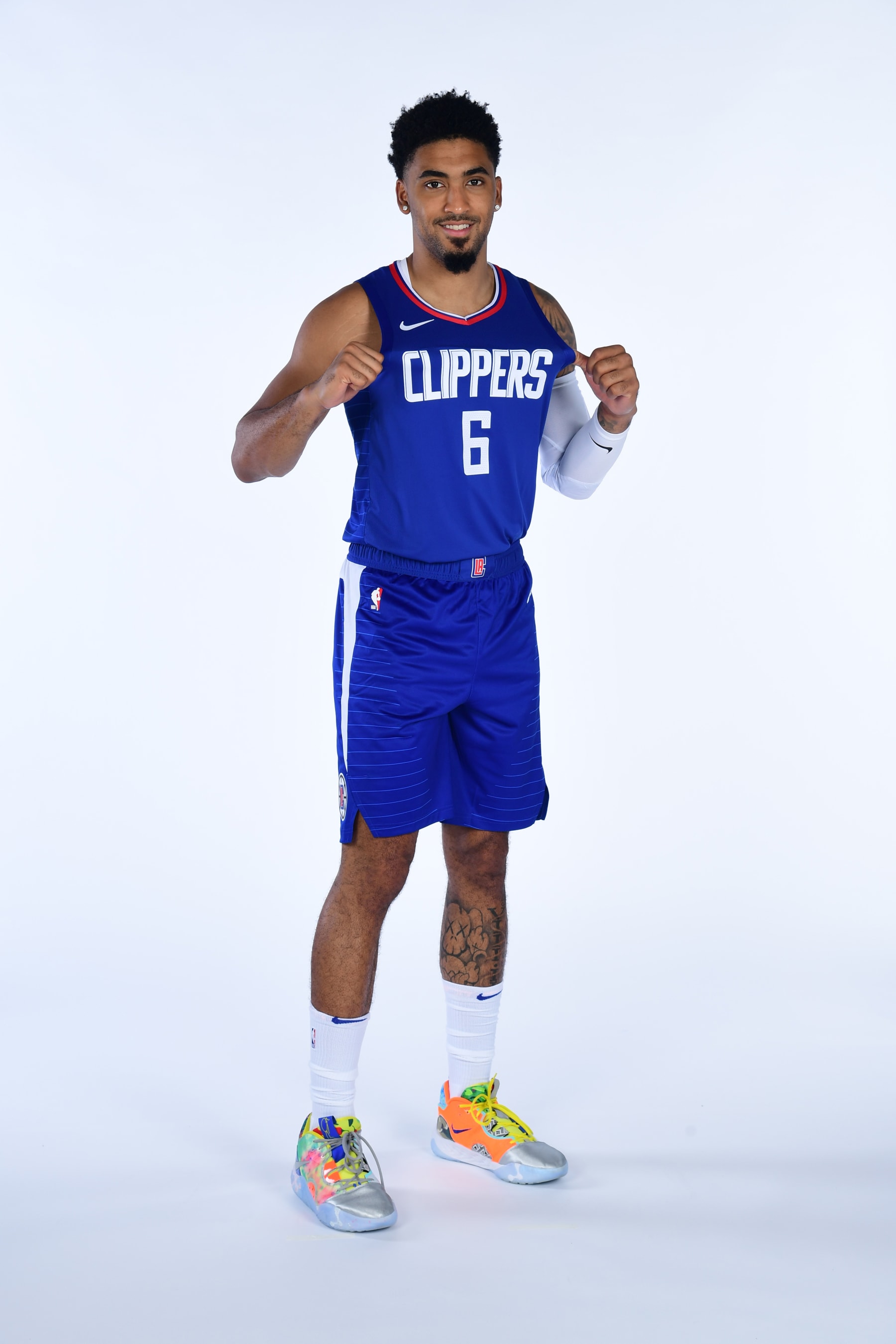 LOS ANGELES, CA - AUGUST 1: Kenyon Martin Jr. #6 of the LA Clippers poses for a portrait on August 1, 2023 at Crypto.Com Arena in Los Angeles, California. NOTE TO USER: User expressly acknowledges and agrees that, by downloading and/or using this Photograph, user is consenting to the terms and conditions of the Getty Images License Agreement. Mandatory Copyright Notice: Copyright 2023 NBAE (Photo by Adam Pantozzi/NBAE via Getty Images)